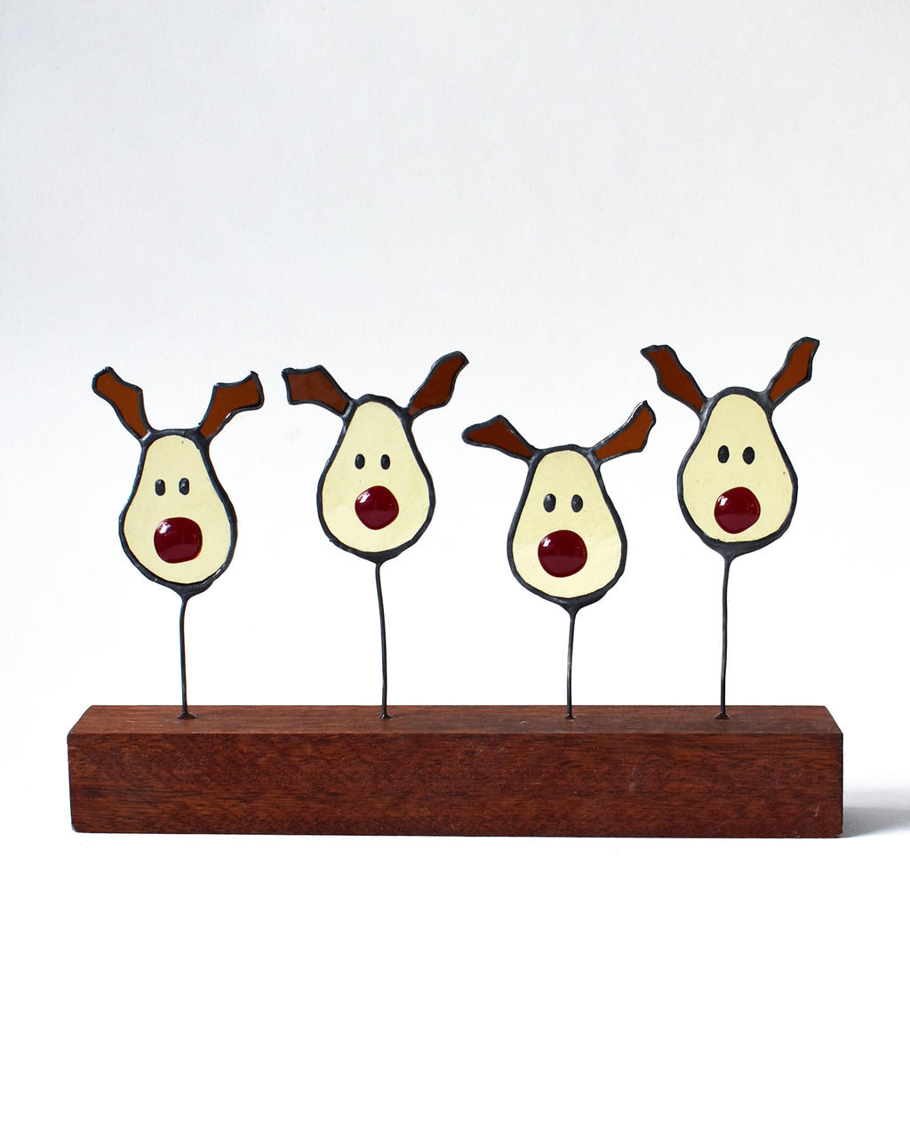 'Red Nosed Reindeers' - Stained Glass Ornament