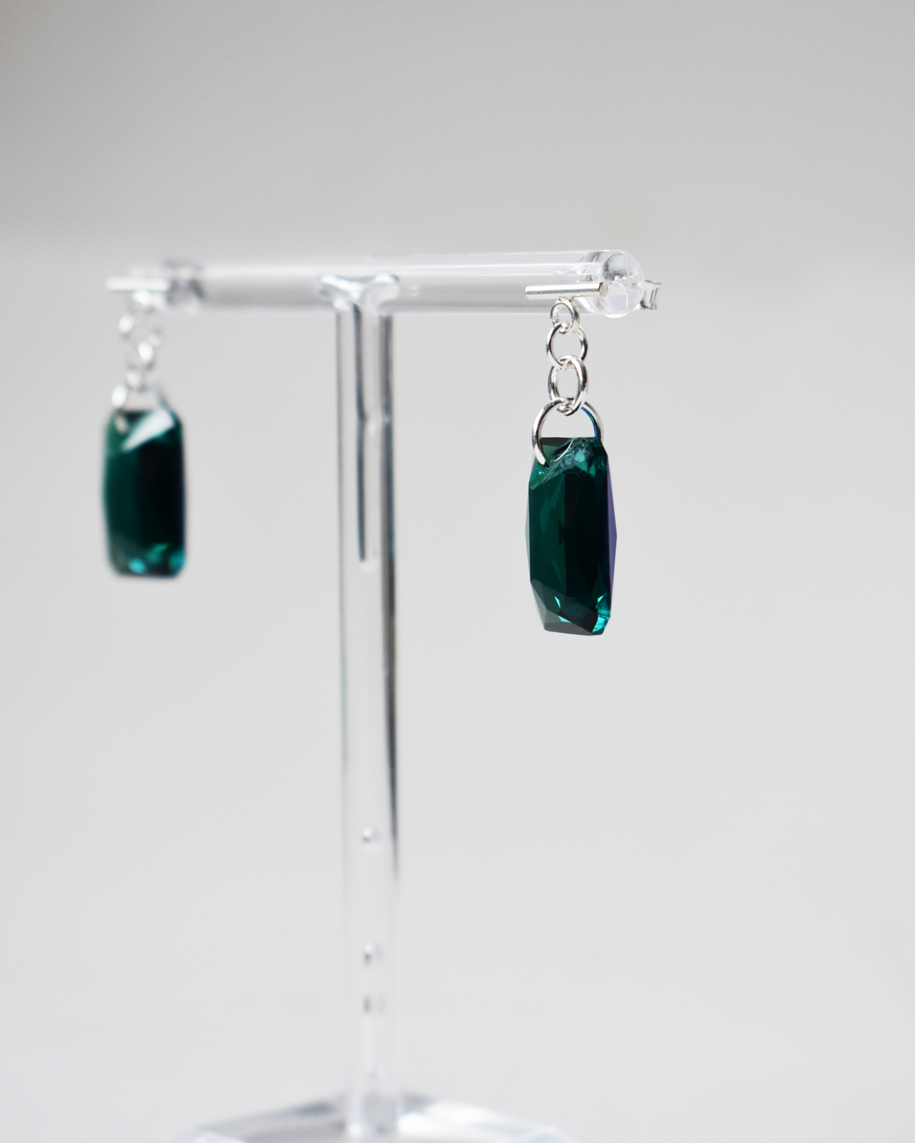 Emerald Crystal Drop T-Bar Earrings