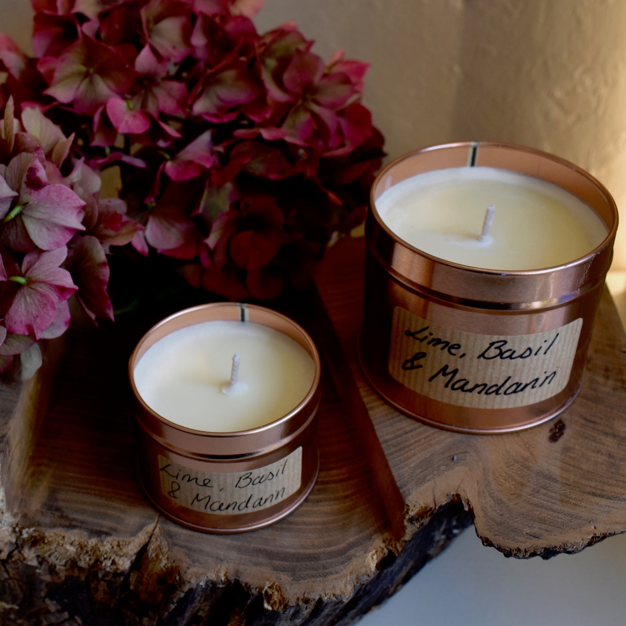 Lime, Basil & Mandarin Scented Soy Wax Candle in Tin - Corley Studio Shop