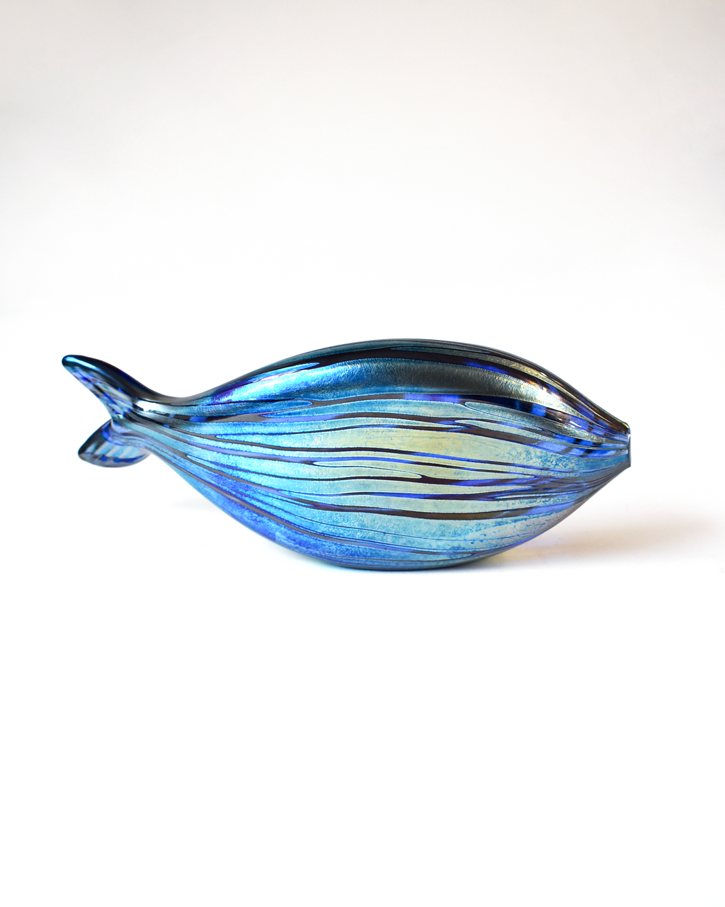 Blue Iridescent Striped Glass Fish (L)