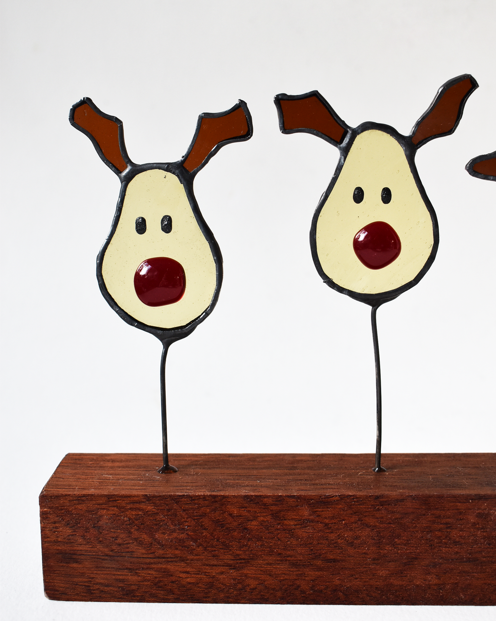 'Red Nosed Reindeers' - Stained Glass Ornament