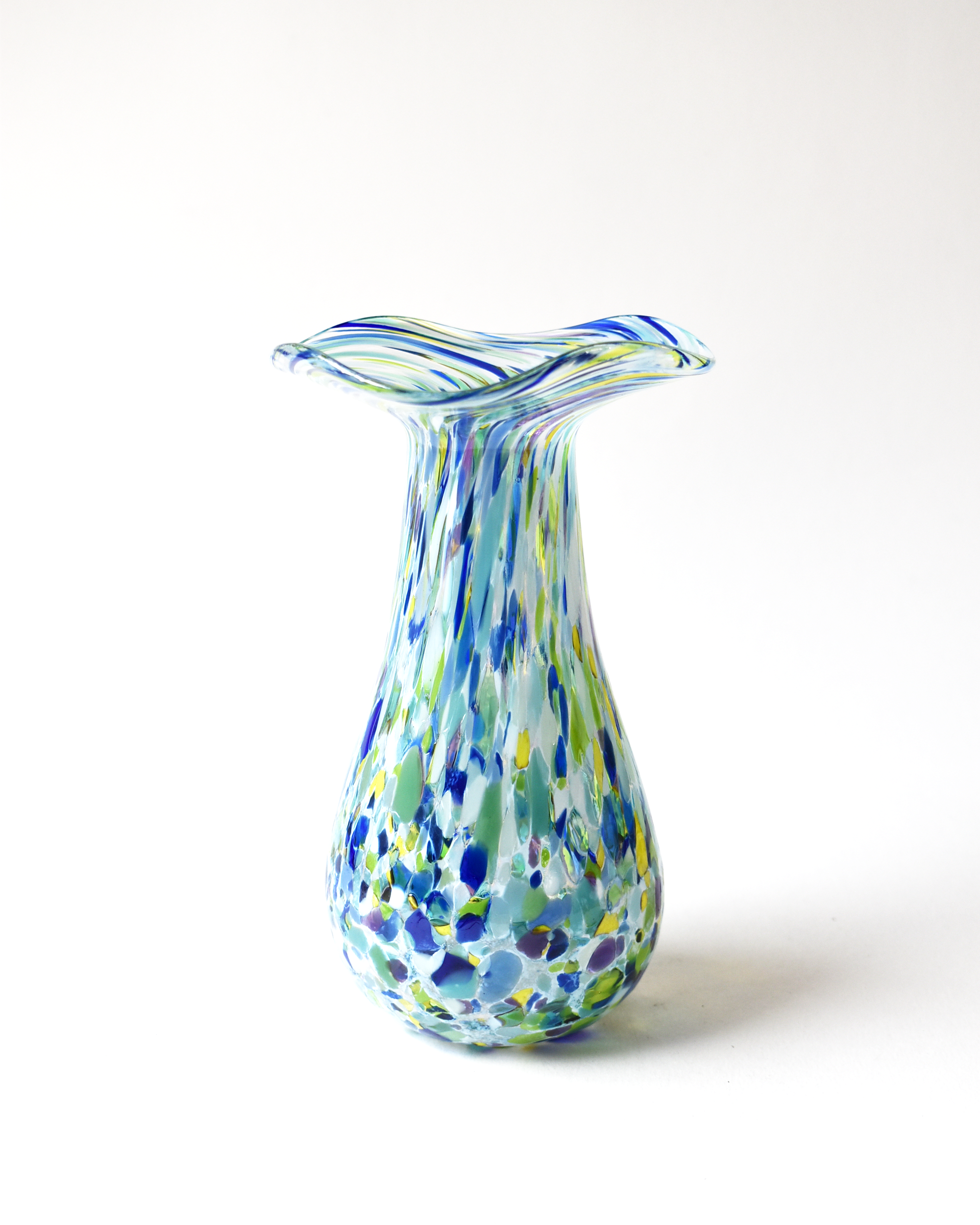 Handblown Blues & Greens Blown Glass Bud Vase