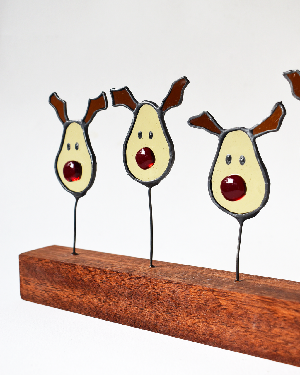 'Red Nosed Reindeers' - Stained Glass Ornament