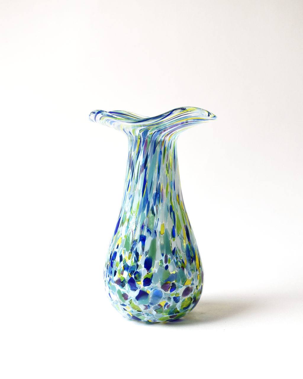 Handblown Blues & Greens Blown Glass Bud Vase