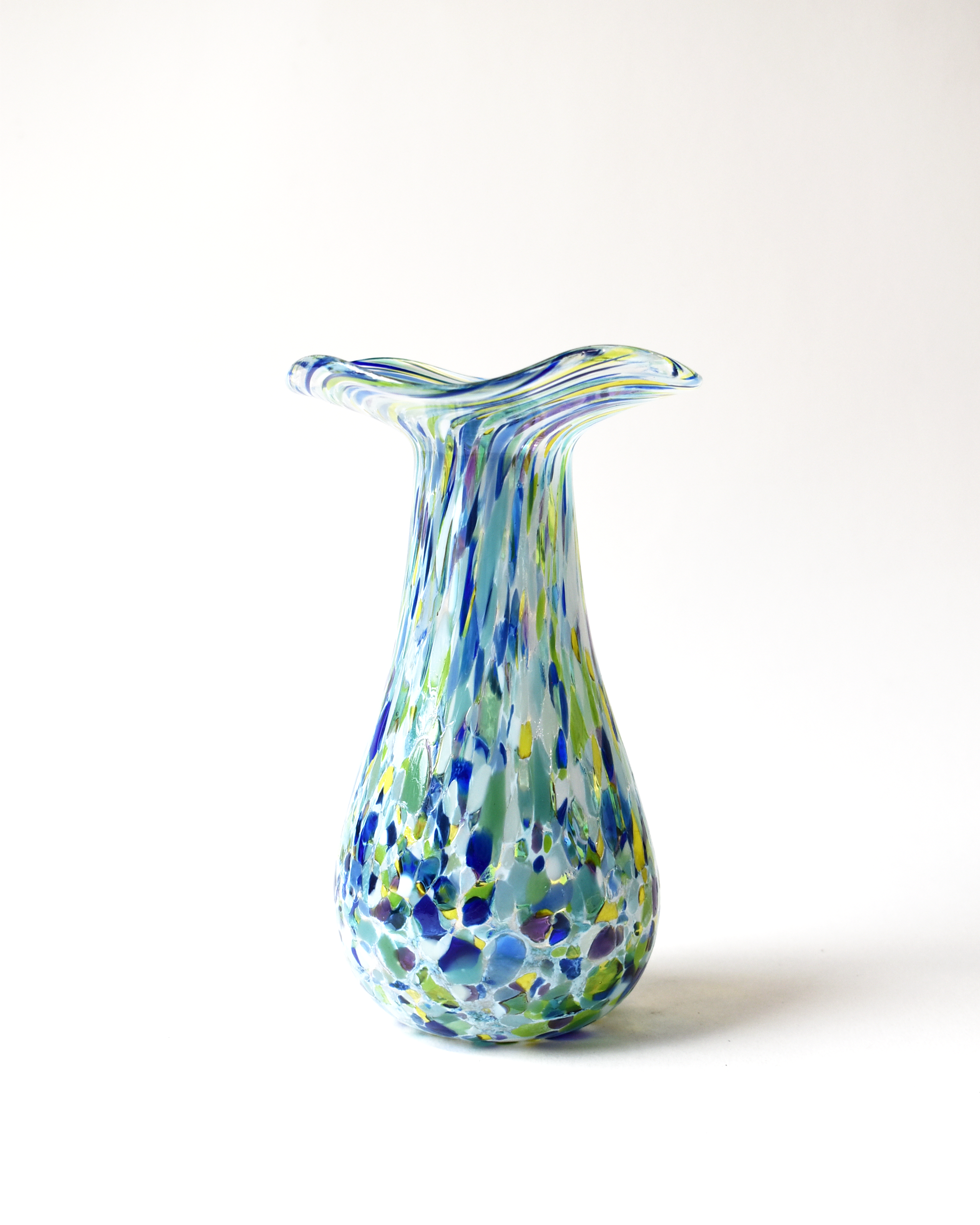 Handblown Blues & Greens Blown Glass Bud Vase