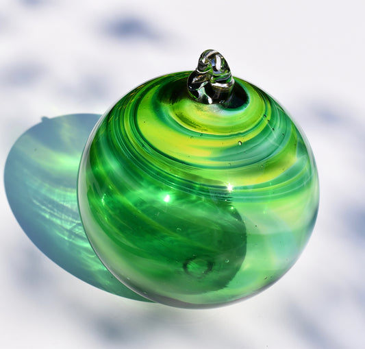 Green & Lime Swirl Glass X-Large Bauble - Corley Studio Shop