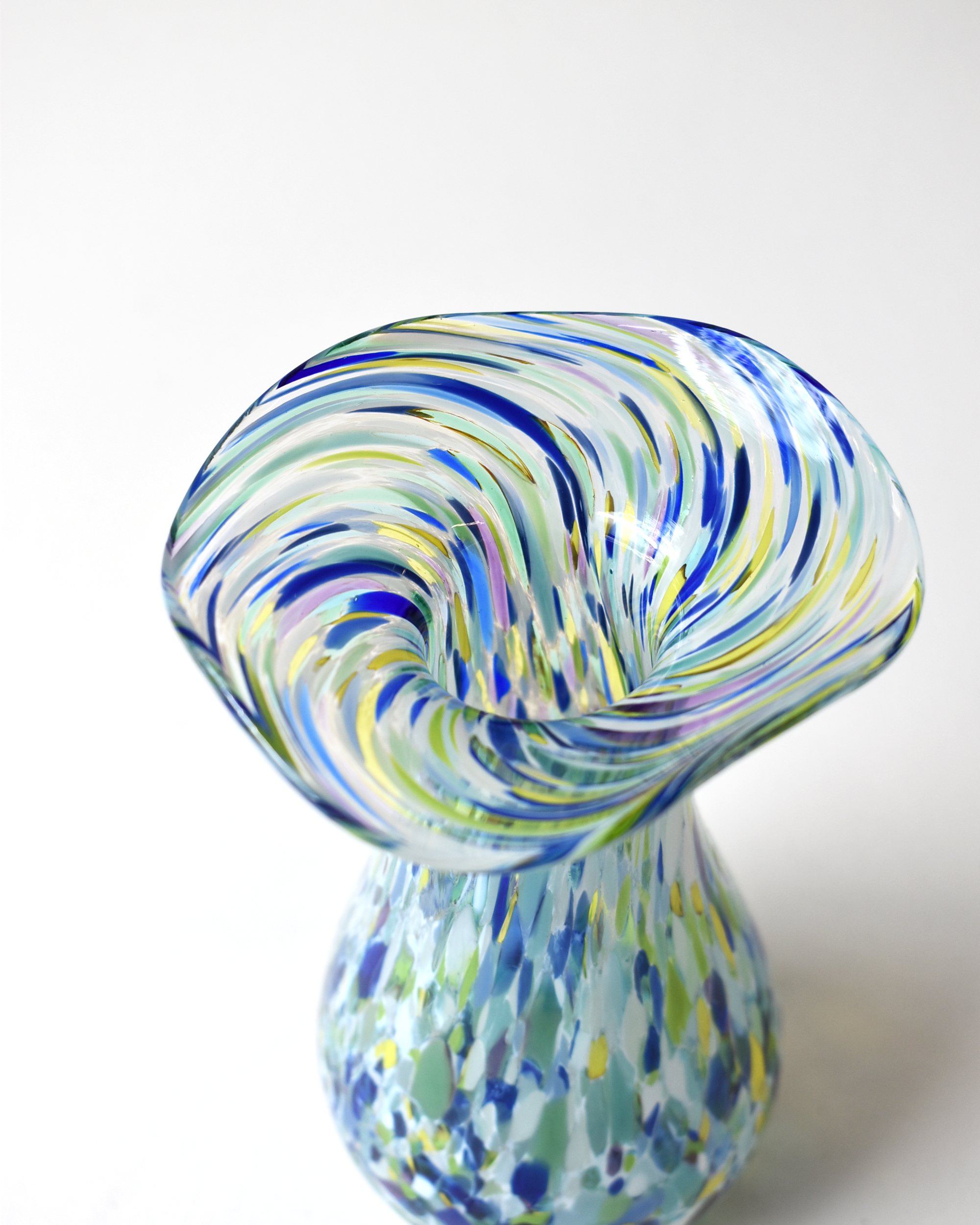 Handblown Blues & Greens Blown Glass Bud Vase