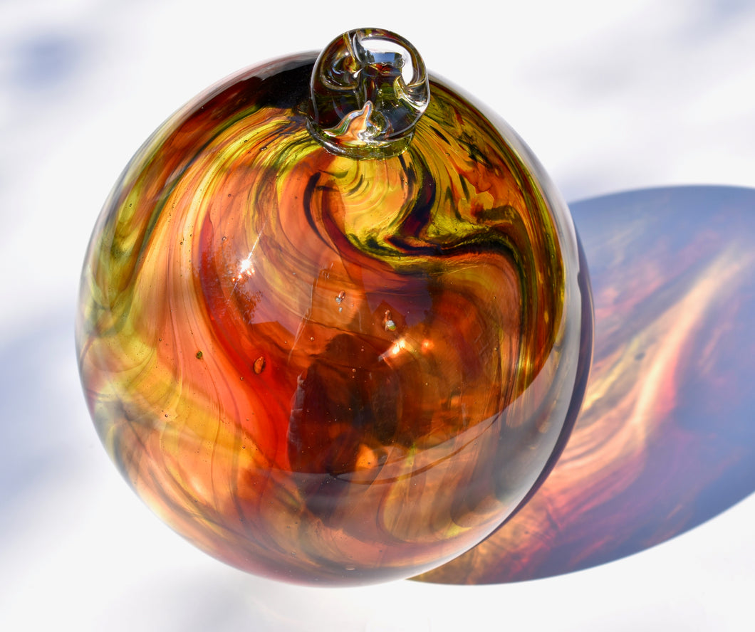 Ruby & Lime Smoky Large Glass Bauble