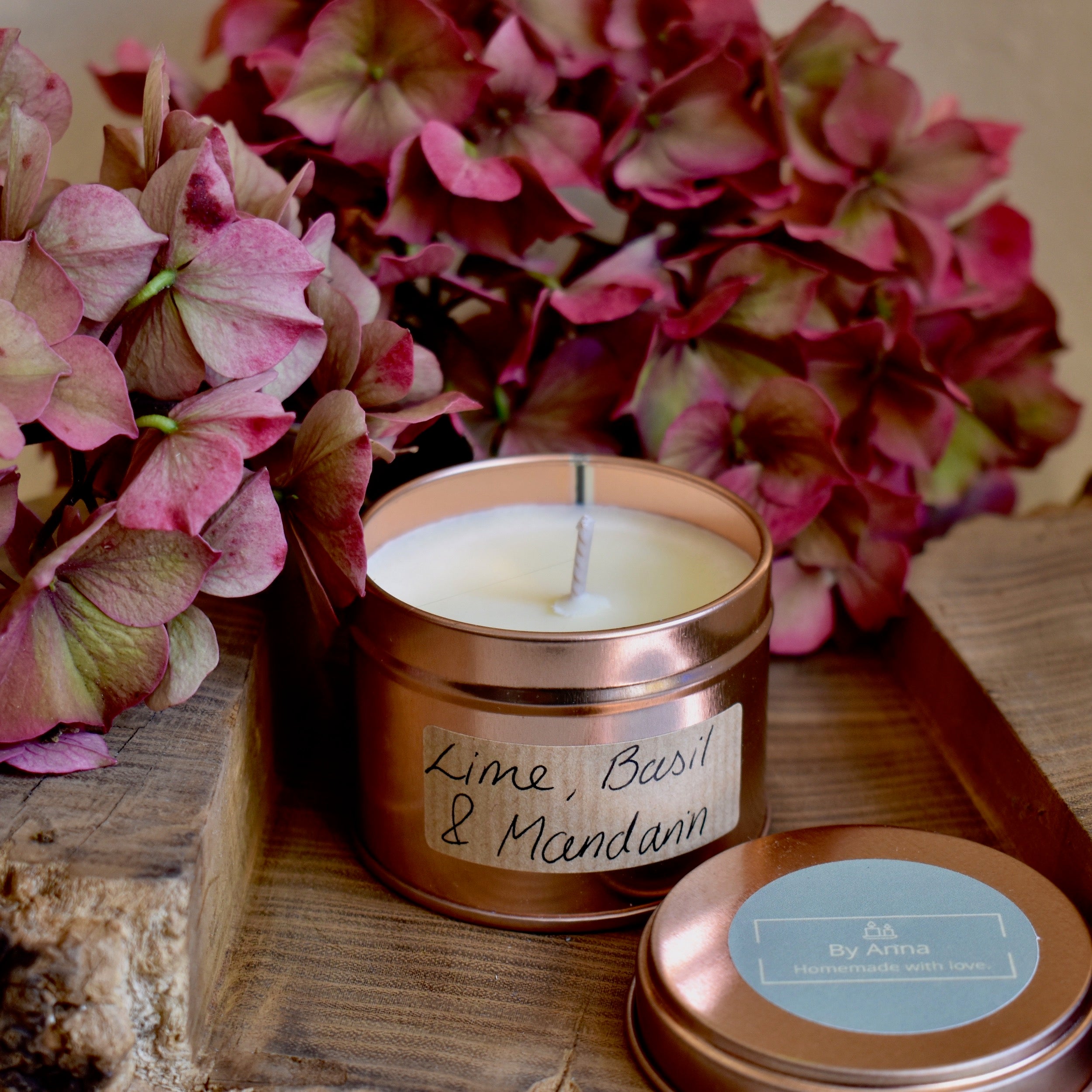 Lime, Basil & Mandarin Scented Soy Wax Candle in Tin - Corley Studio Shop