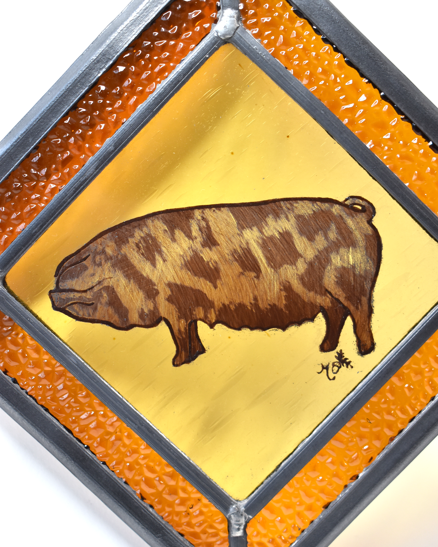 'Pot Belly Pig' - Stained Glass Panel