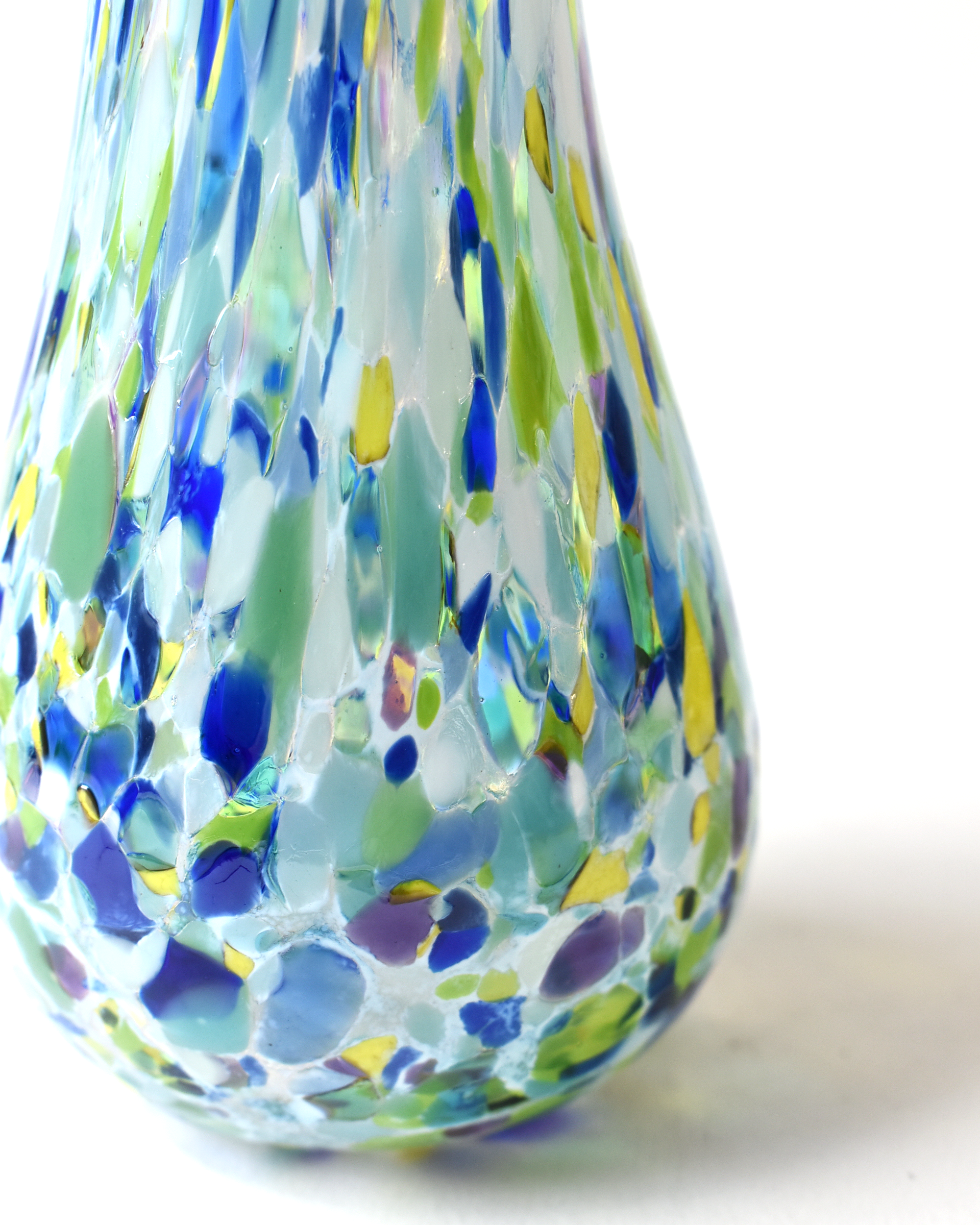 Handblown Blues & Greens Blown Glass Bud Vase