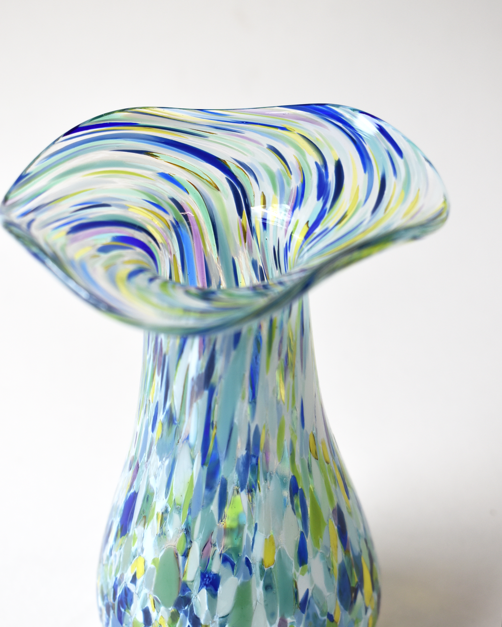 Handblown Blues & Greens Blown Glass Bud Vase