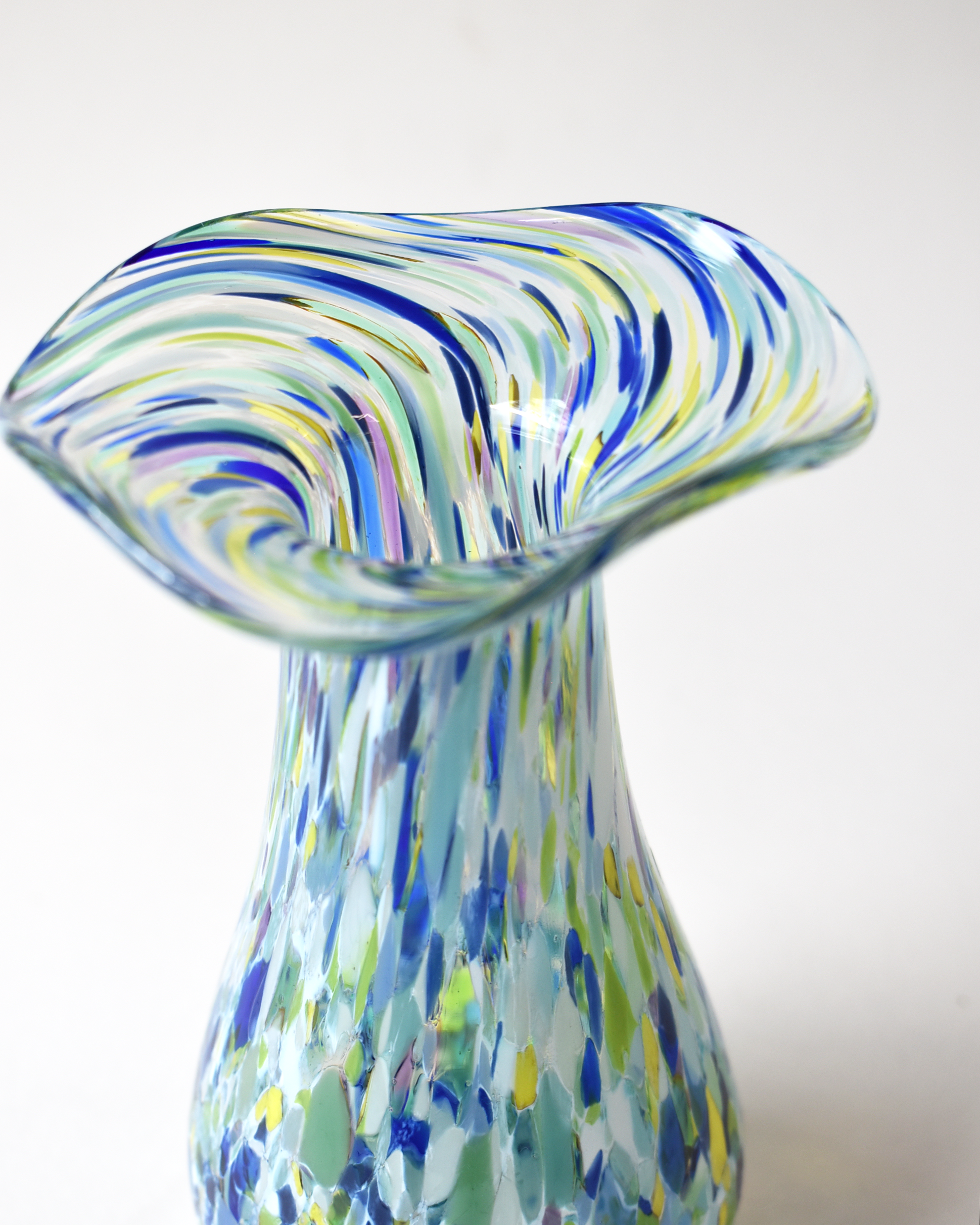 Handblown Blues & Greens Blown Glass Bud Vase
