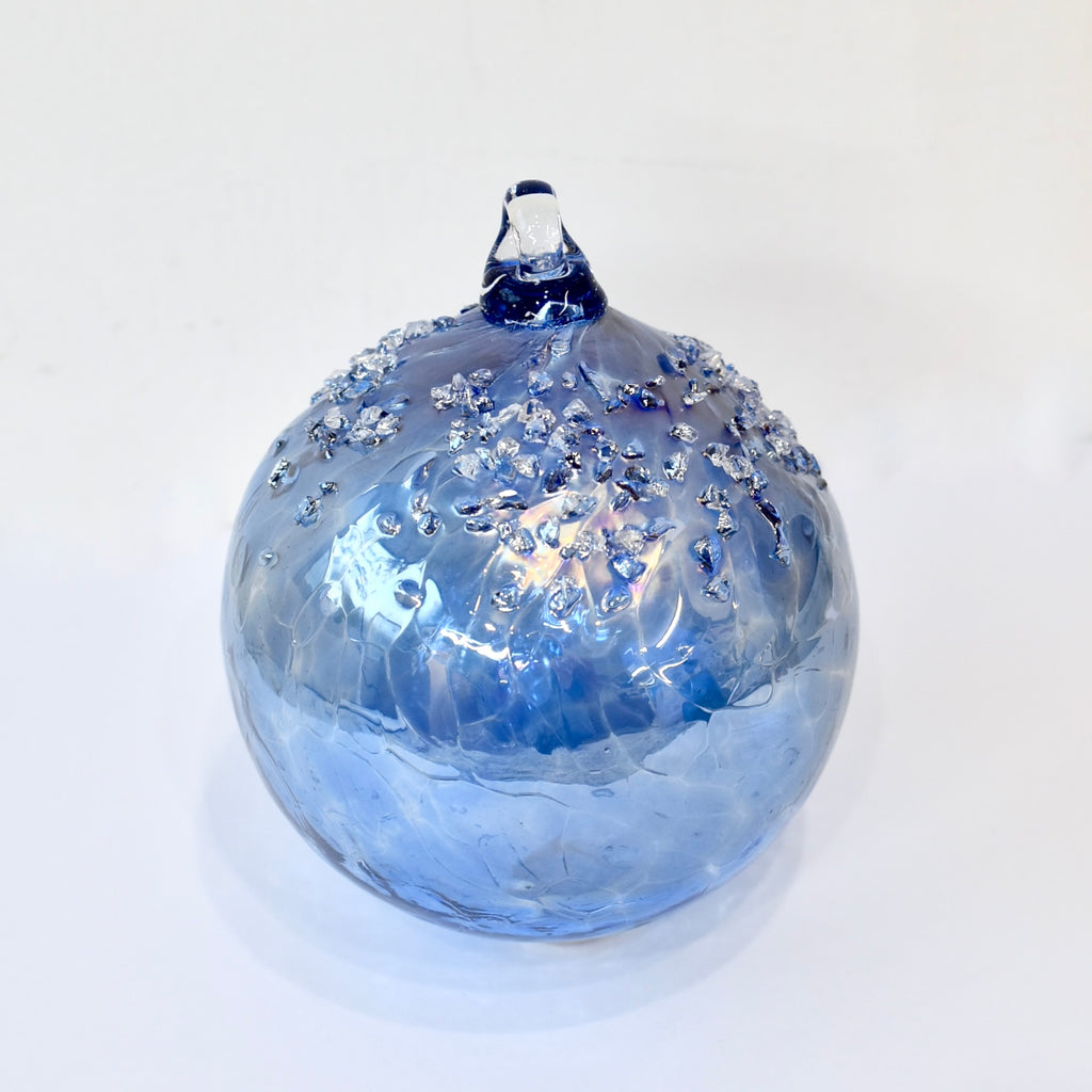 Iridescent Soft Blue Crystal Detail Bauble Small