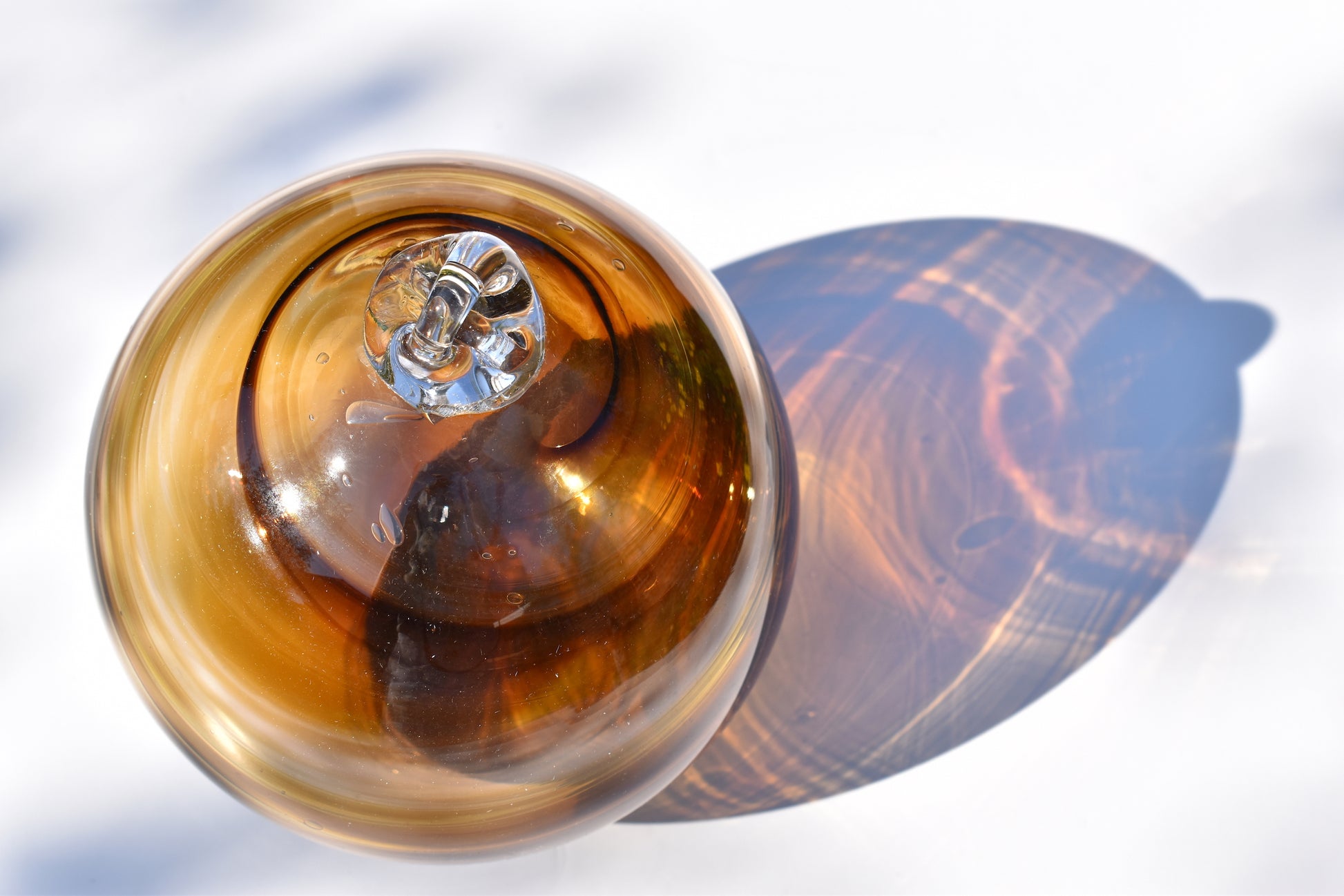 Brown and Amber Streaky Glass Bauble - Corley Studio Shop