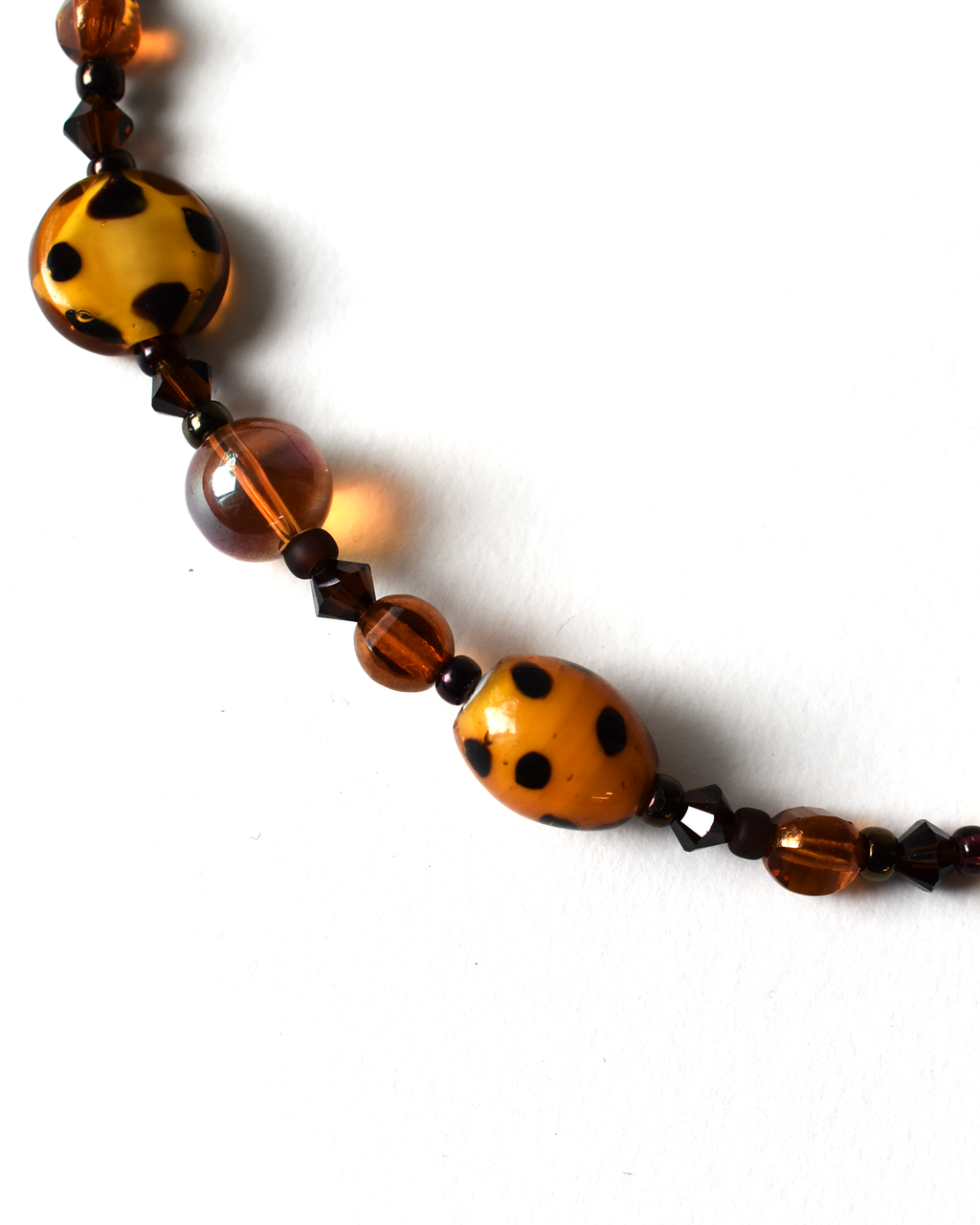 'Stripes & Spots' Amber & Brown Beaded Necklace