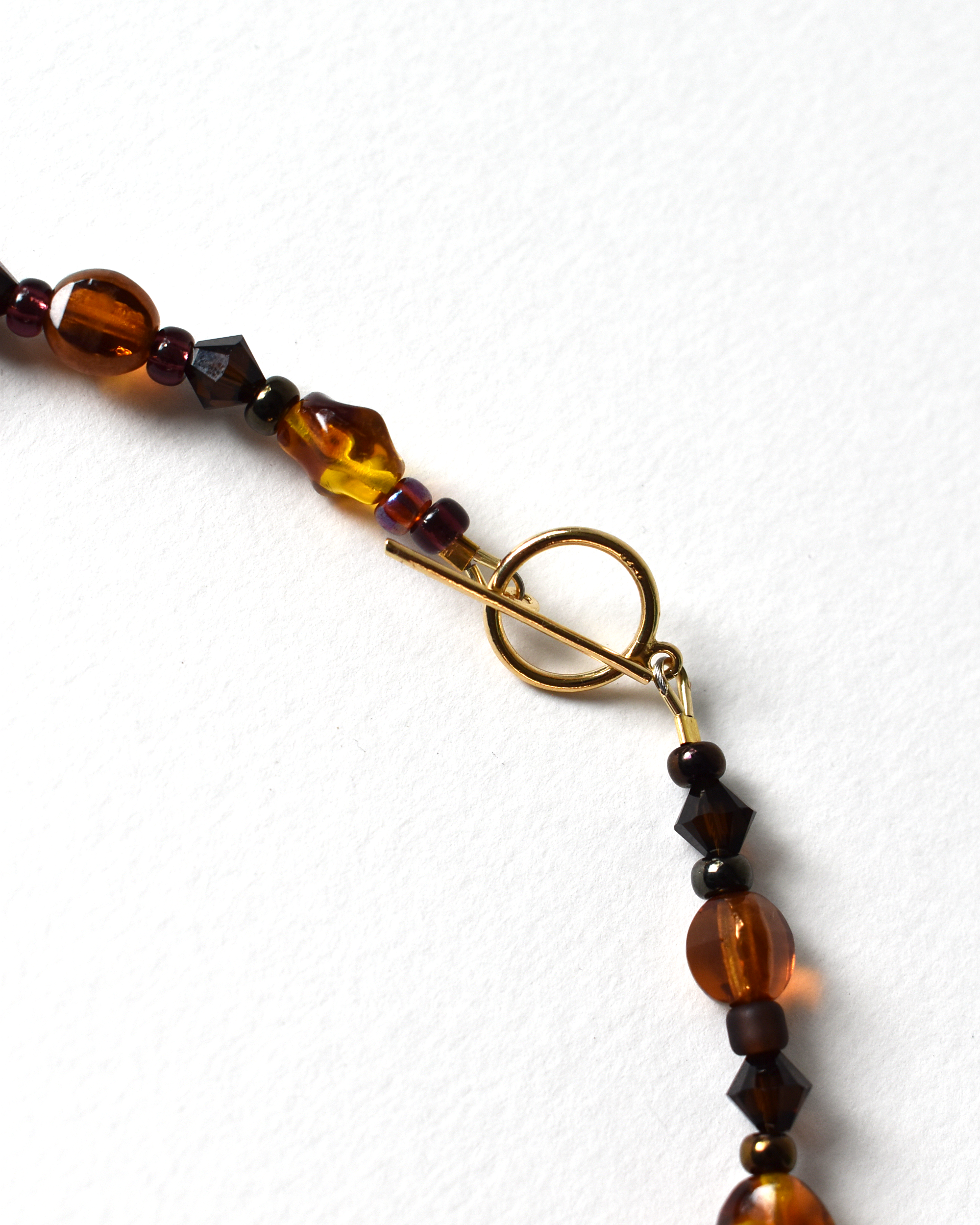 'Stripes & Spots' Amber & Brown Beaded Necklace