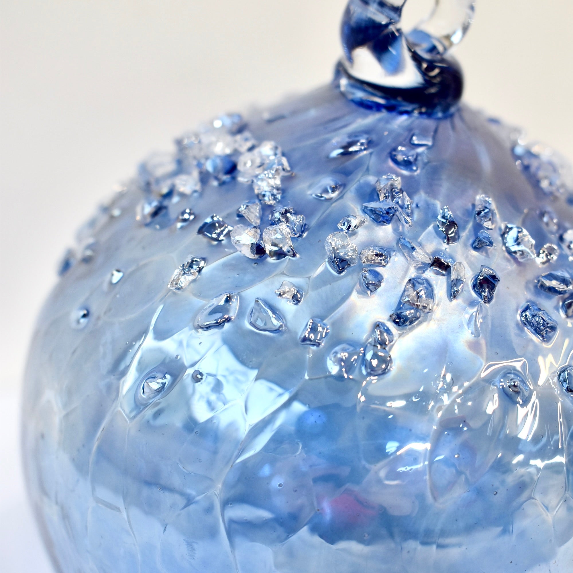 Iridescent Soft Blue Crystal Detail Bauble Small