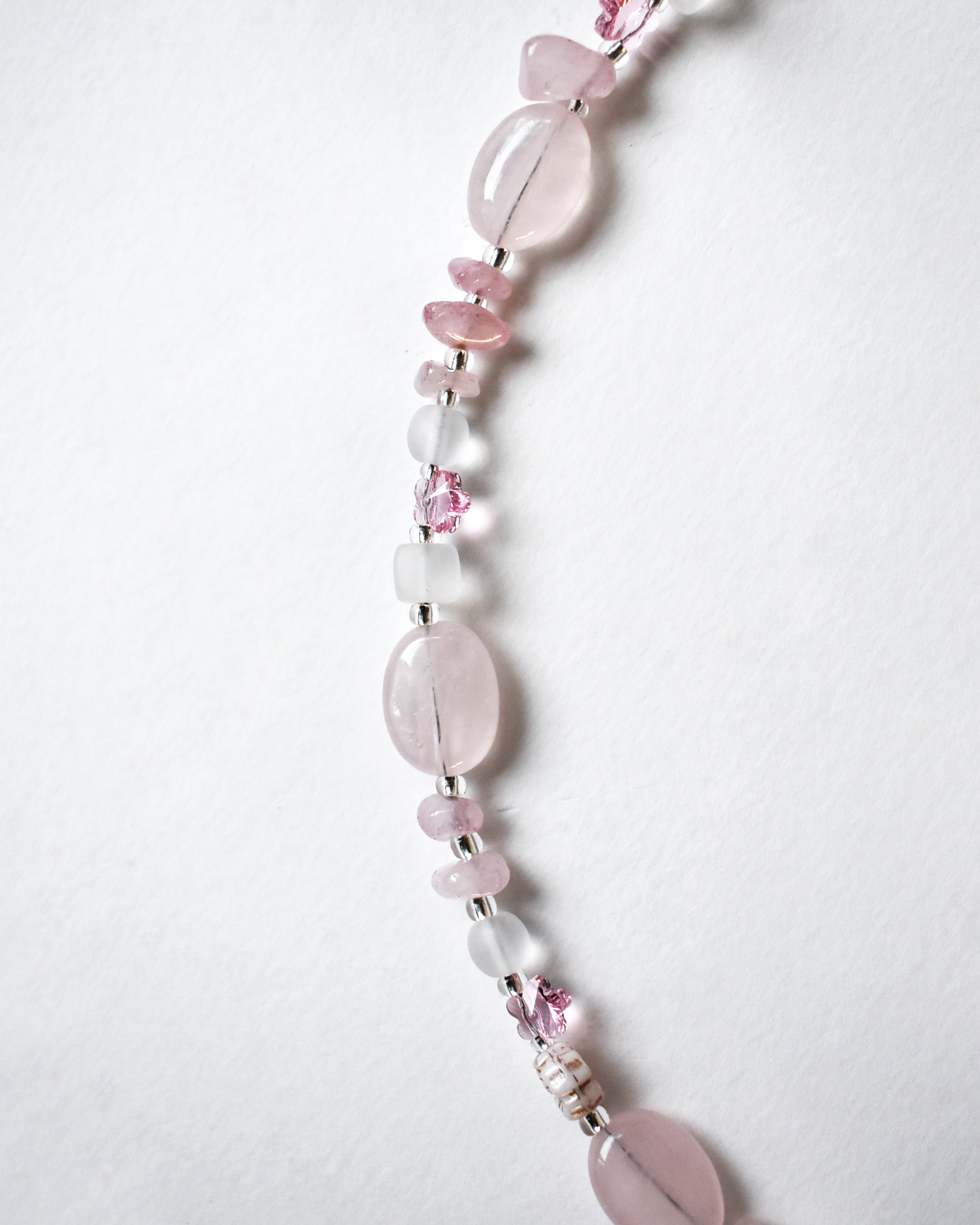 Soft Pink Rose Quartz Floral Necklace
