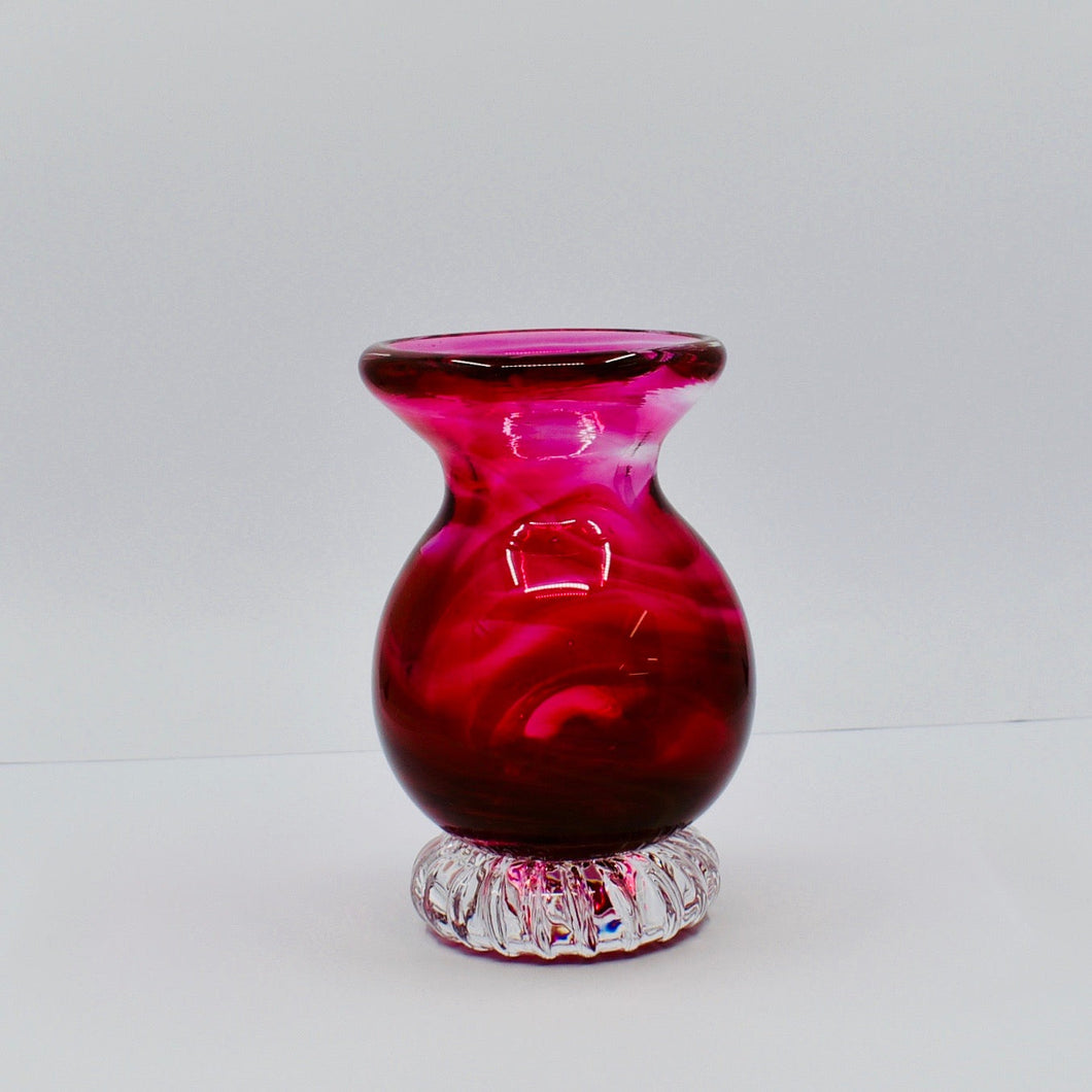 Rich Ruby Streaky Glass Ink Pot Vase
