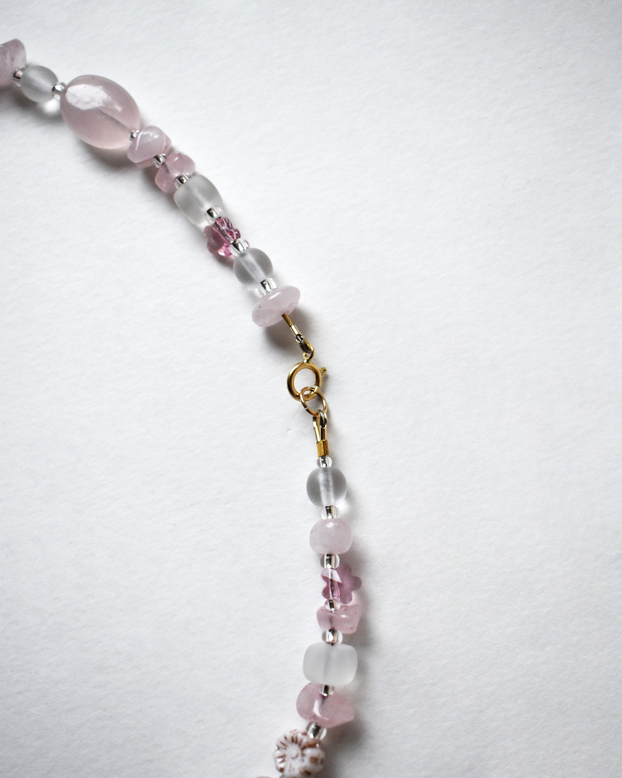 Soft Pink Rose Quartz Floral Necklace
