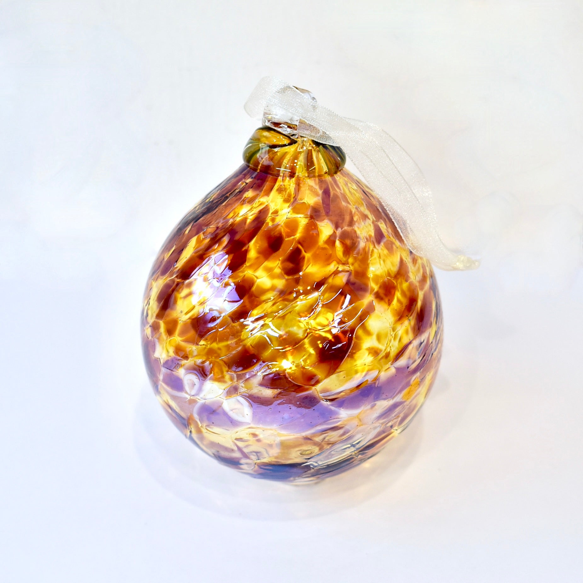 Iridescent Amber & Russet Bauble Small