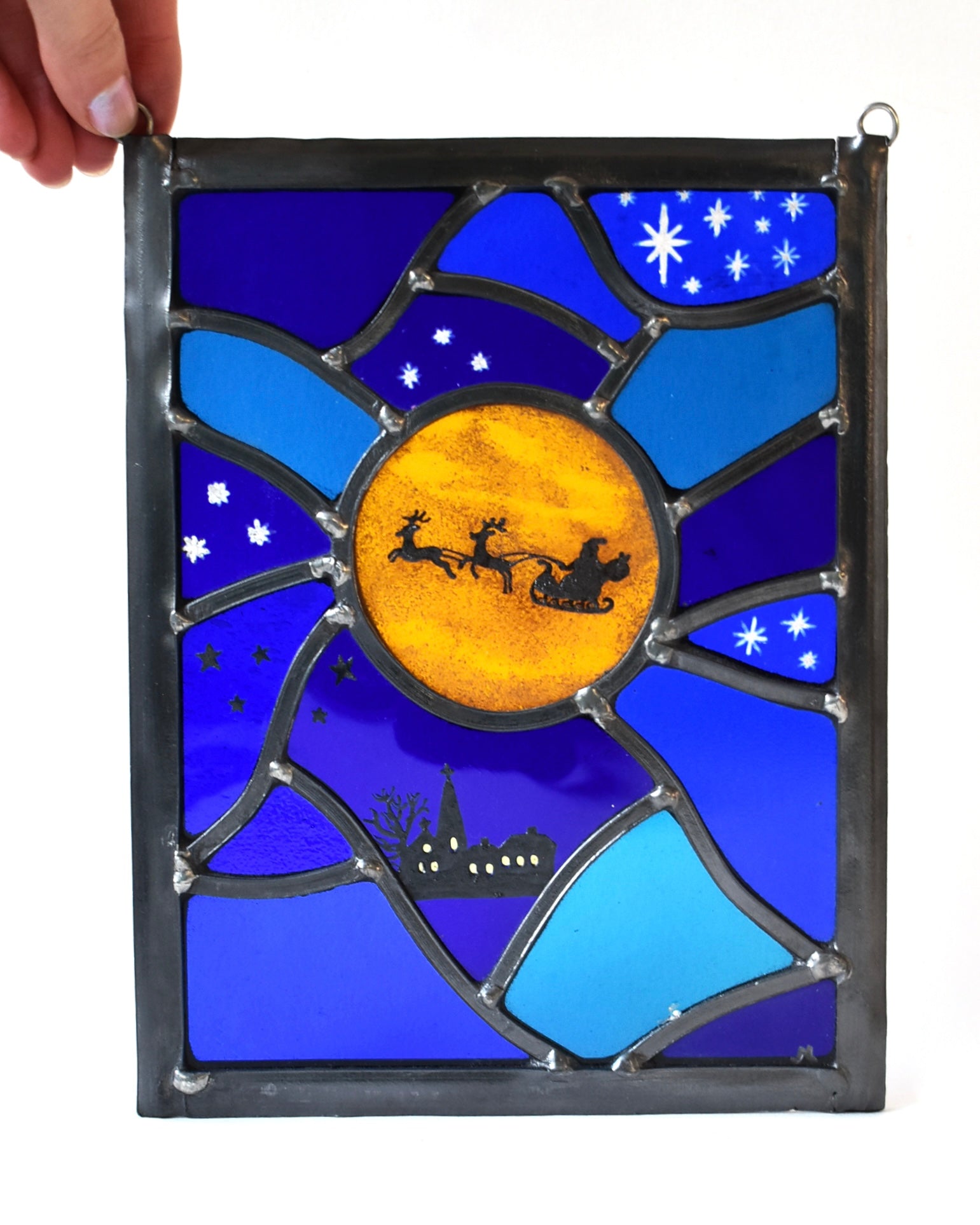'Santa's Sleigh' - Stained Glass Hanging Panel