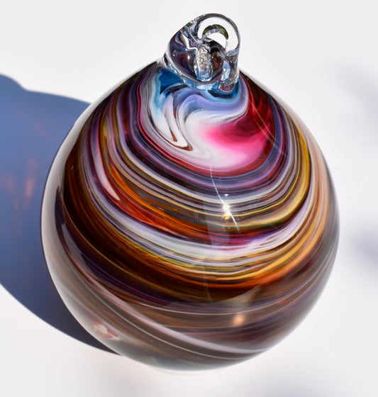 Deep Multi-Coloured Large Glass Bauble - Corley Studio Shop