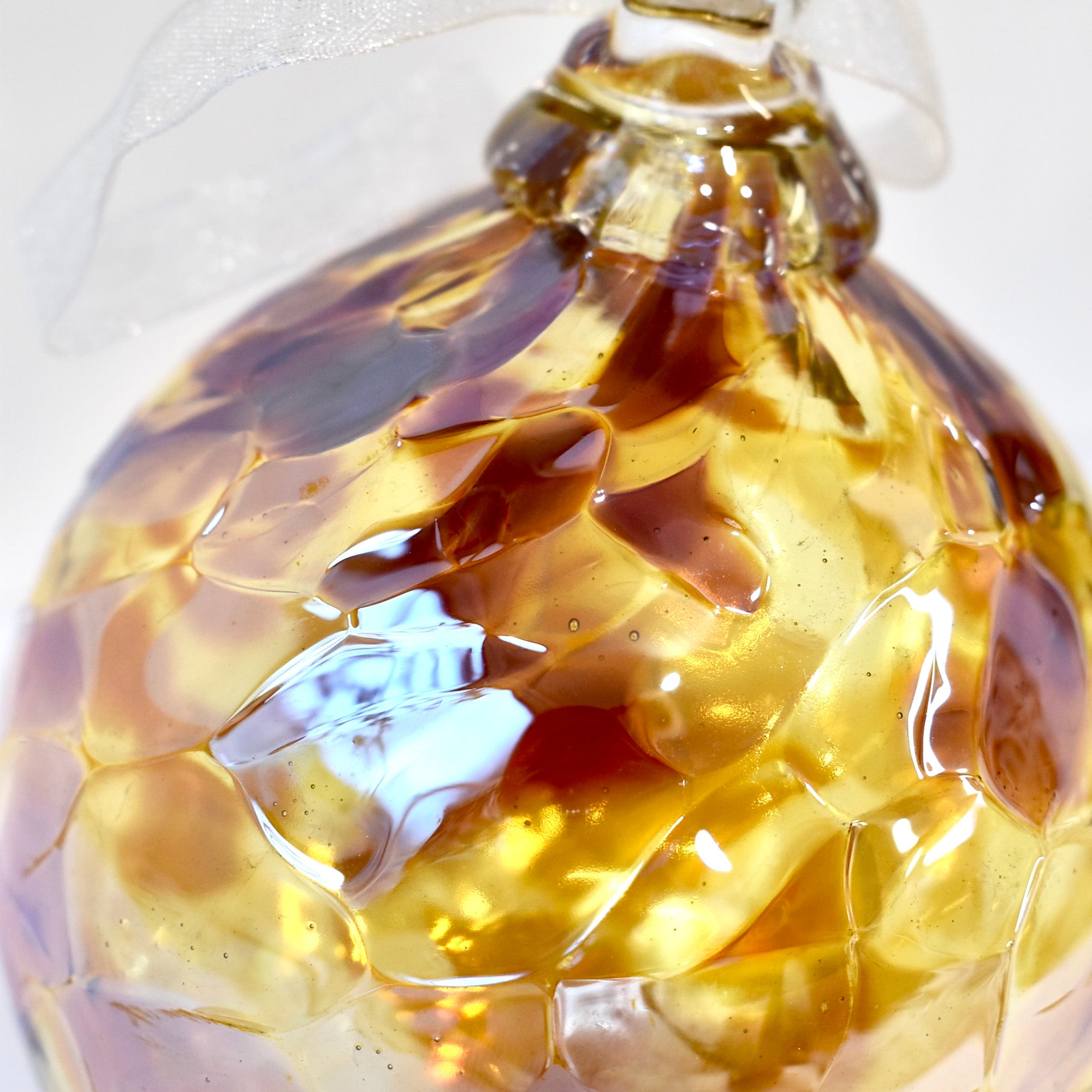 Iridescent Pale Amber & Russet Bauble Small