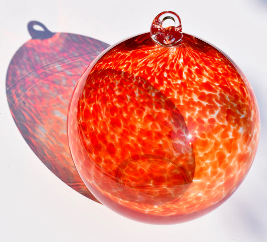 Sunburst Rich Orange Speckled X-Large Glass Bauble - Corley Studio Shop