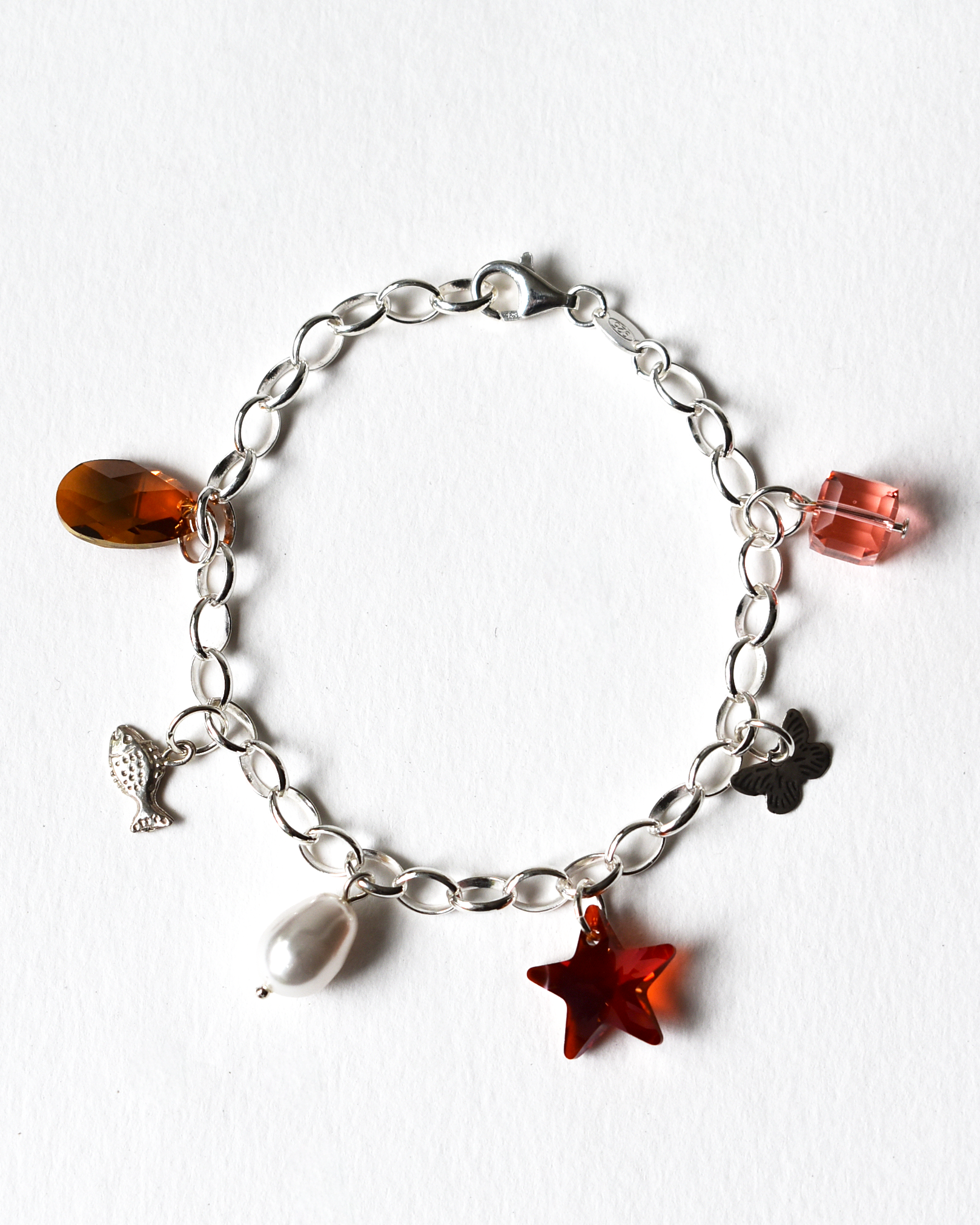 Warm Toned Crystal Charm Bracelet