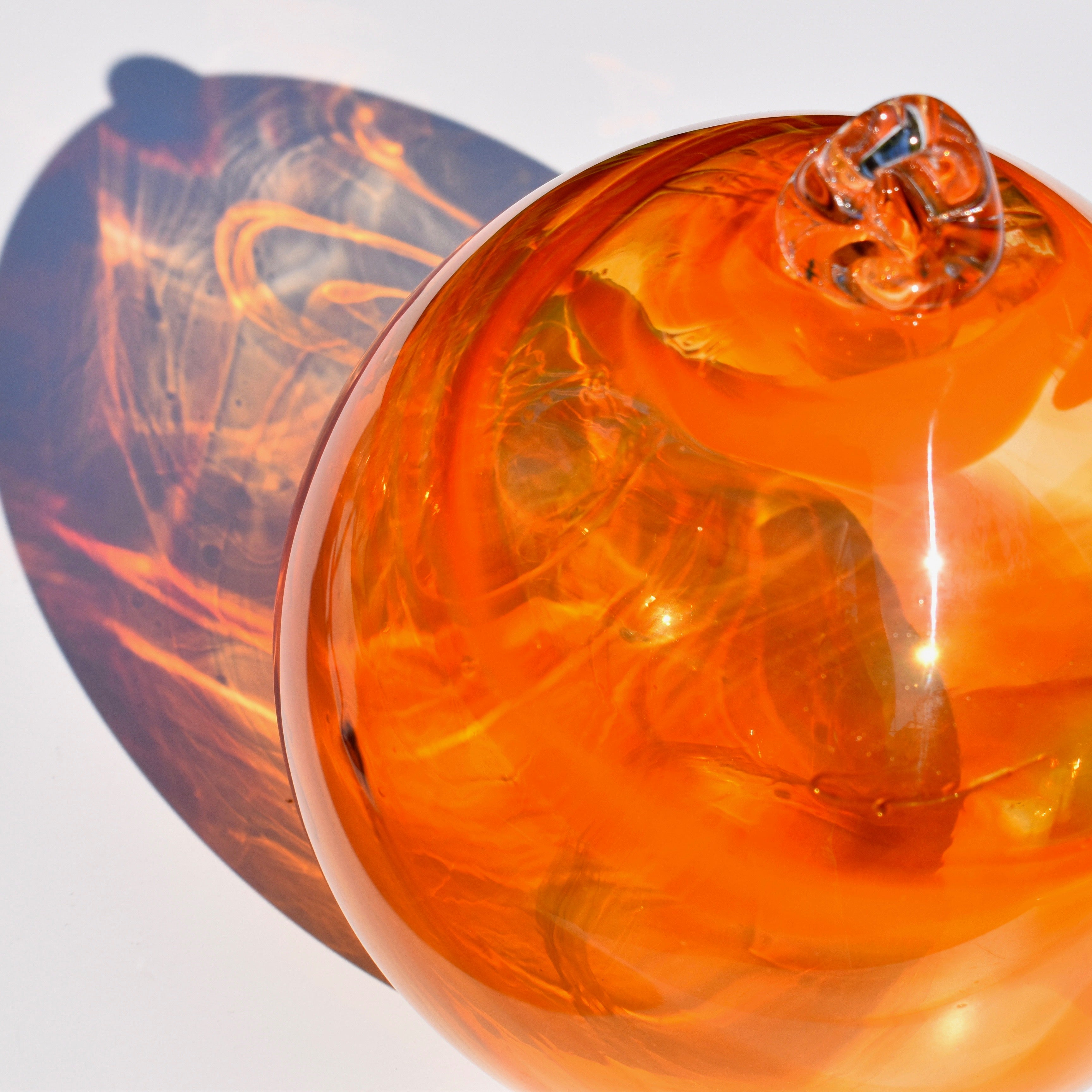 Bold Orange Streaky Glass Bauble - Corley Studio Shop