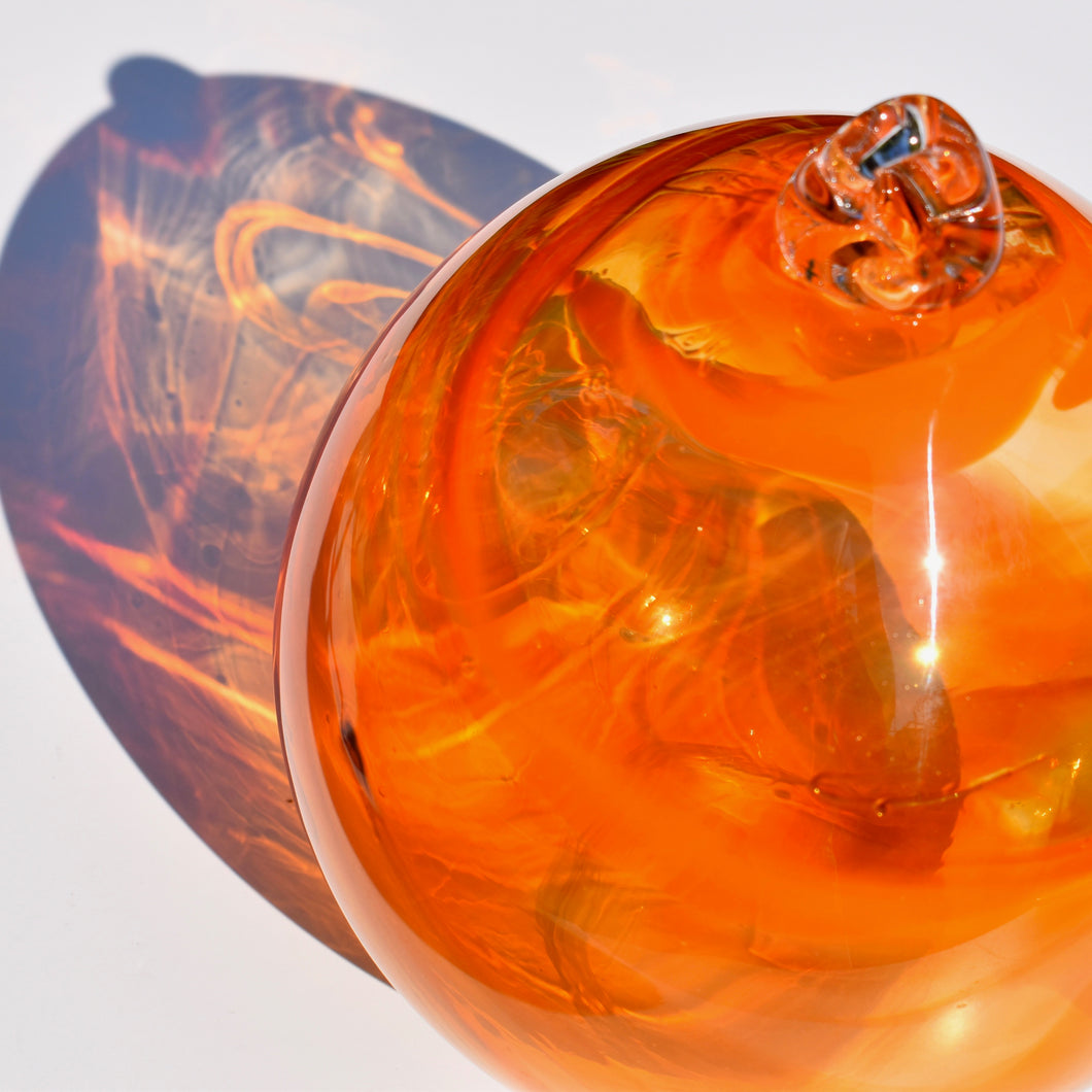 Bold Orange Streaky Glass Bauble