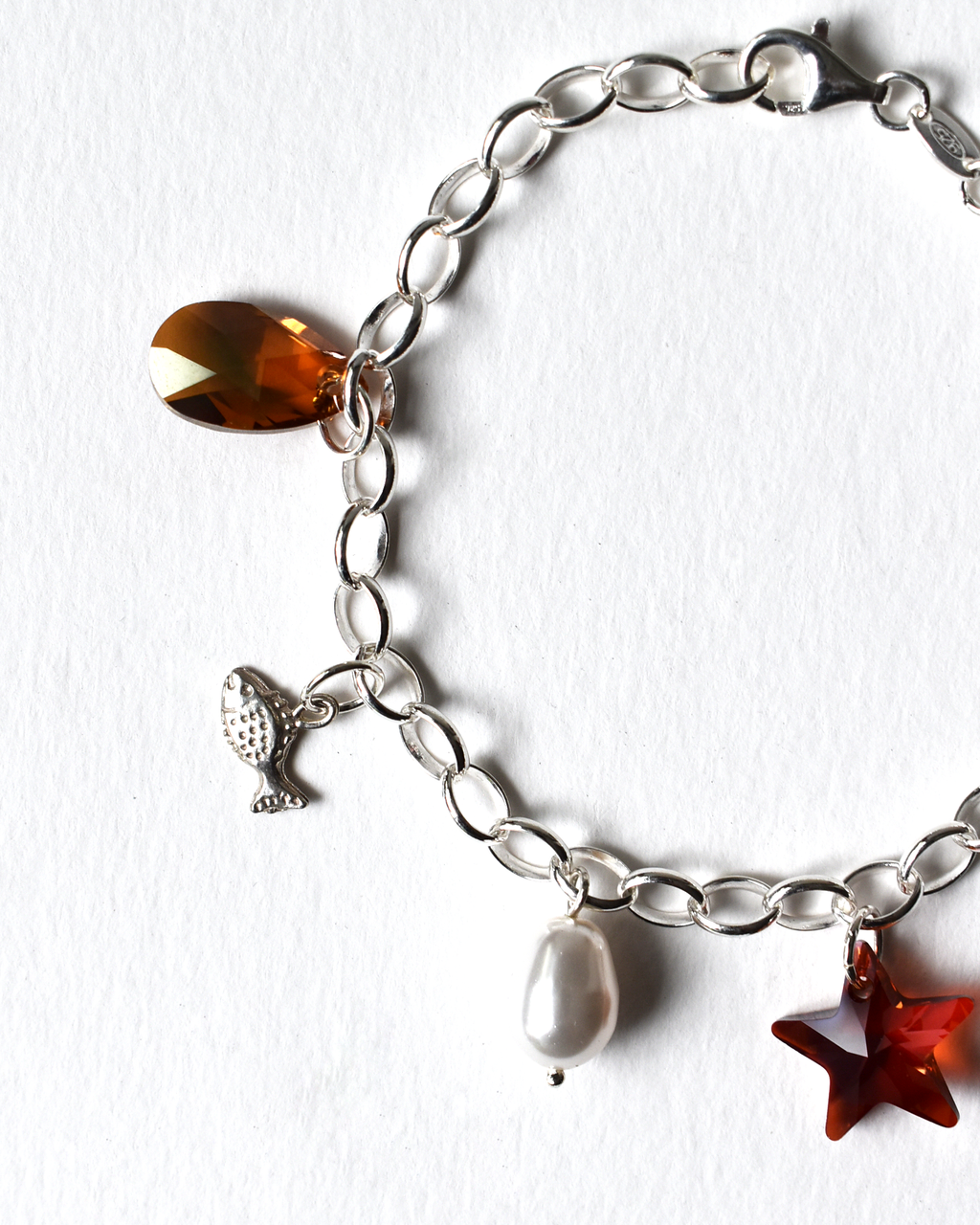 Warm Toned Crystal Charm Bracelet