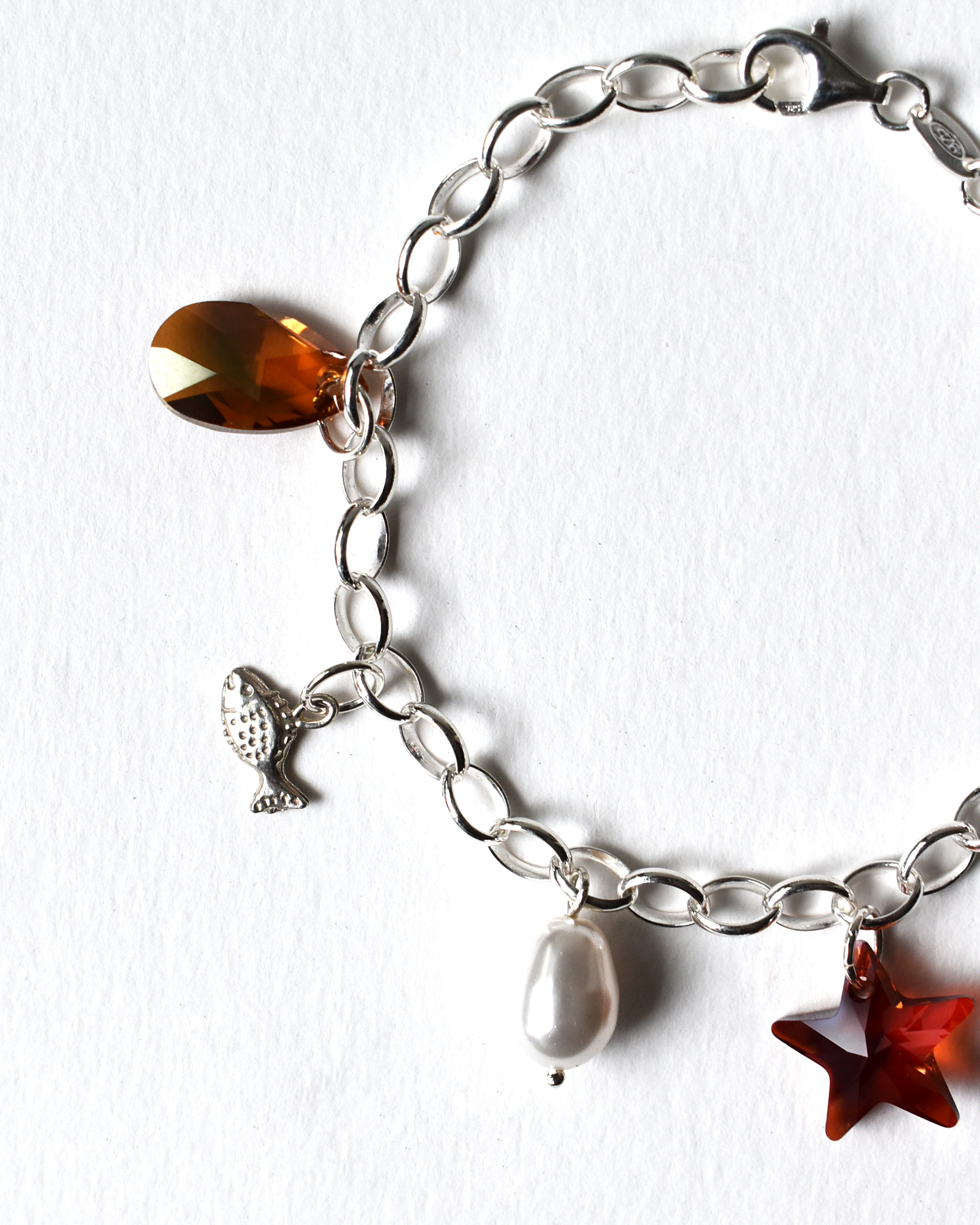 Warm Toned Crystal Charm Bracelet
