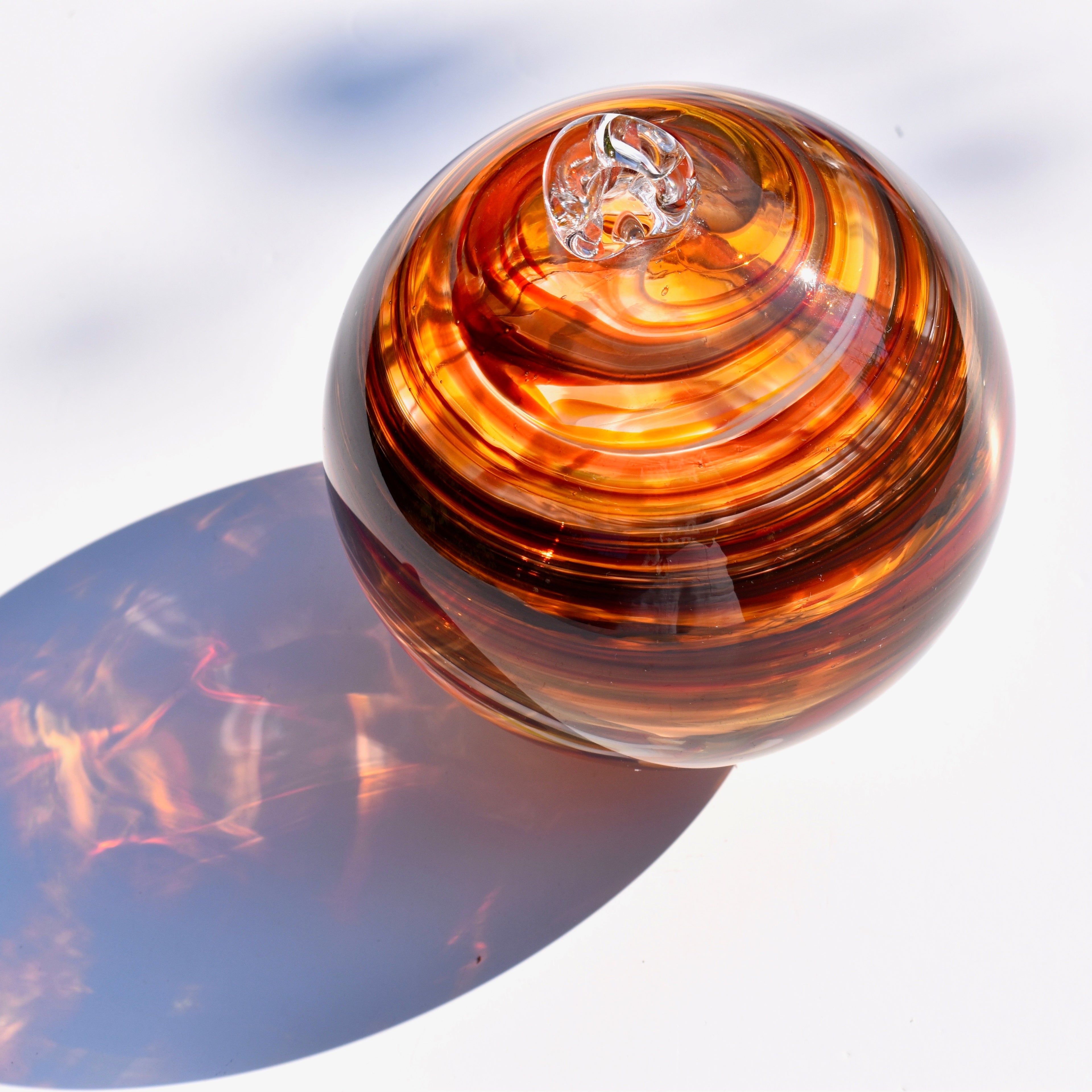Amber & Orange Streaky Glass Bauble - Corley Studio Shop