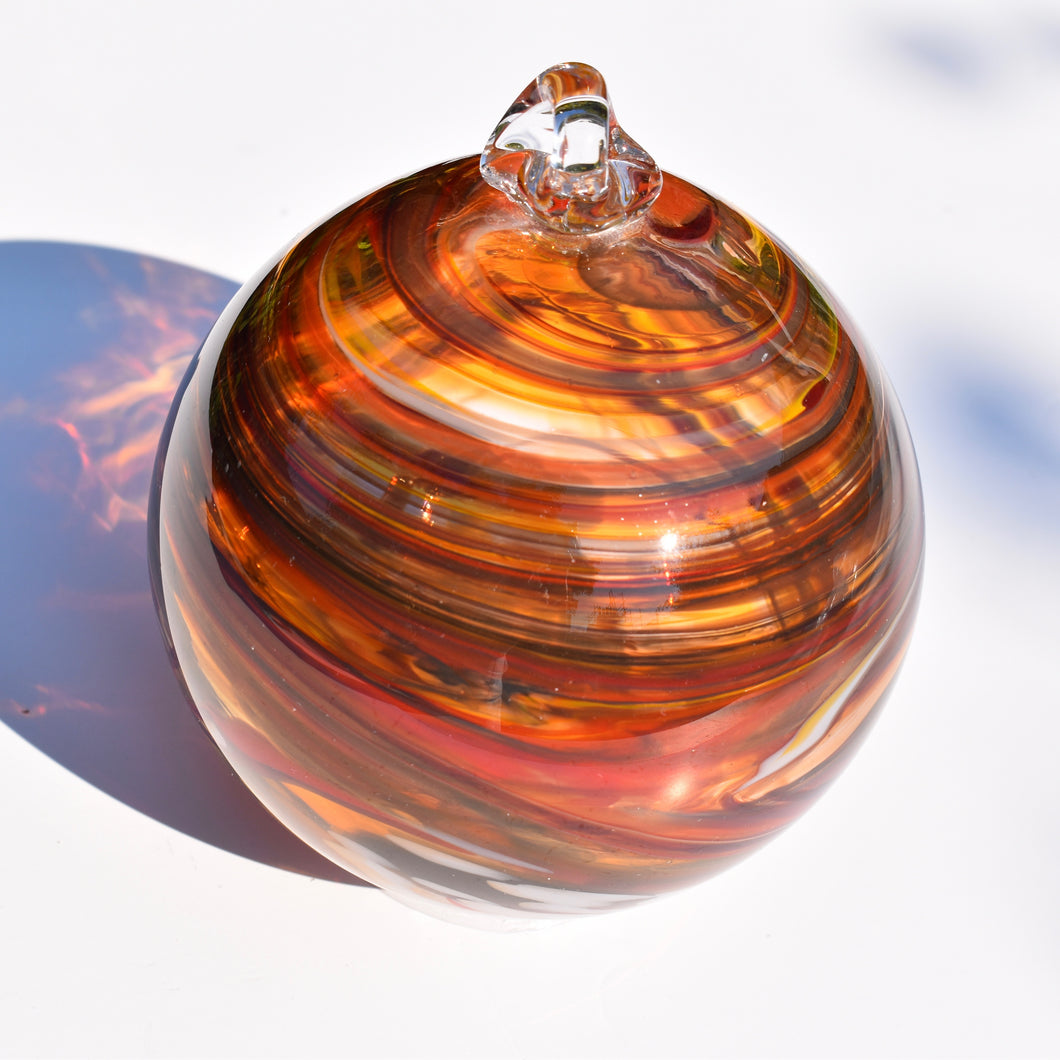 Amber & Orange Streaky Glass Bauble