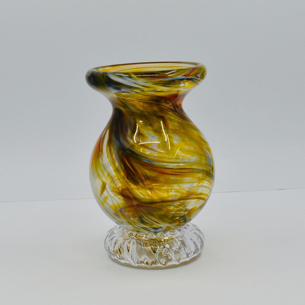 Golden Amber Streaky Glass Ink Pot Vase