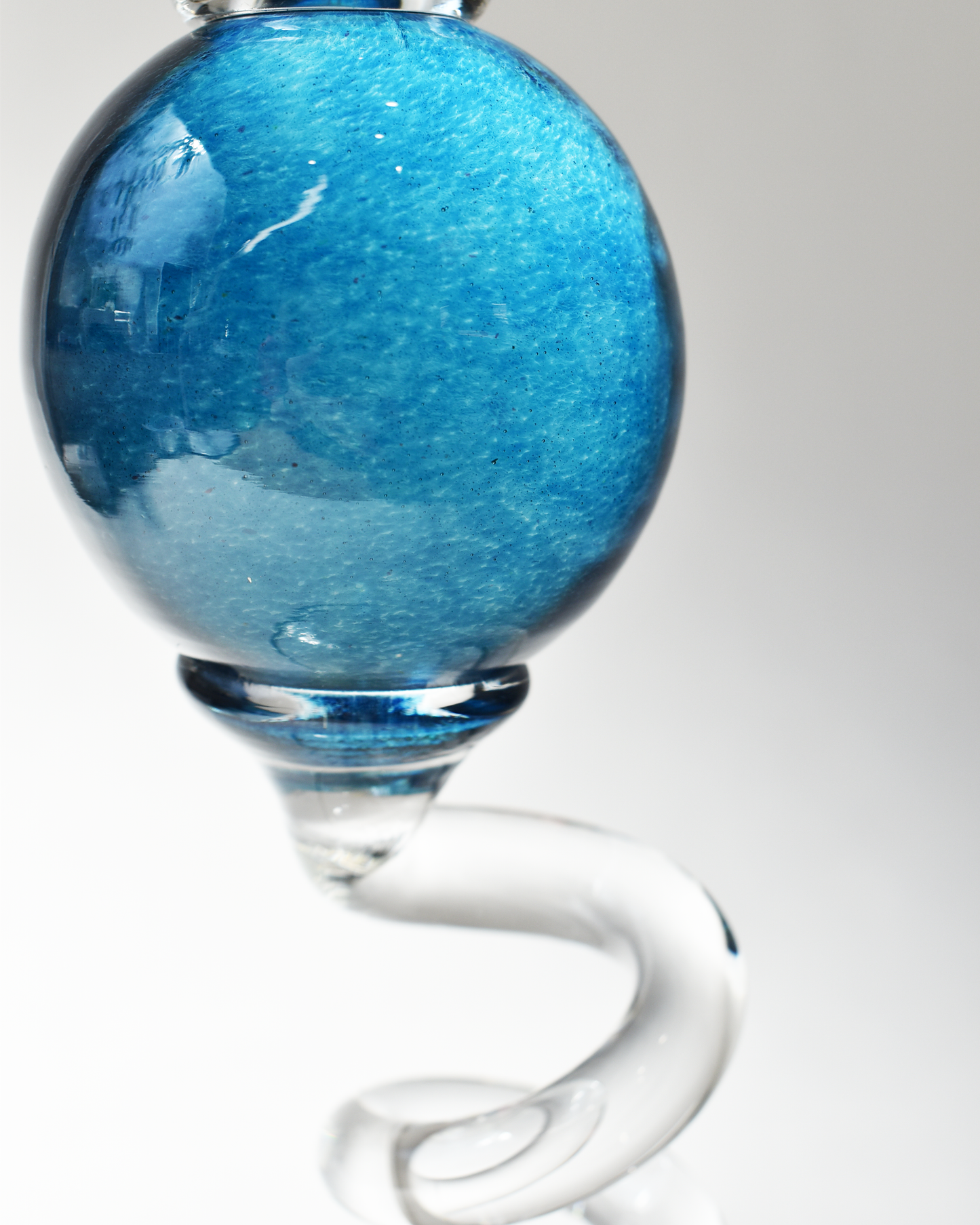 Aqua Blue 'Colourball' Blown Glass Candlestick