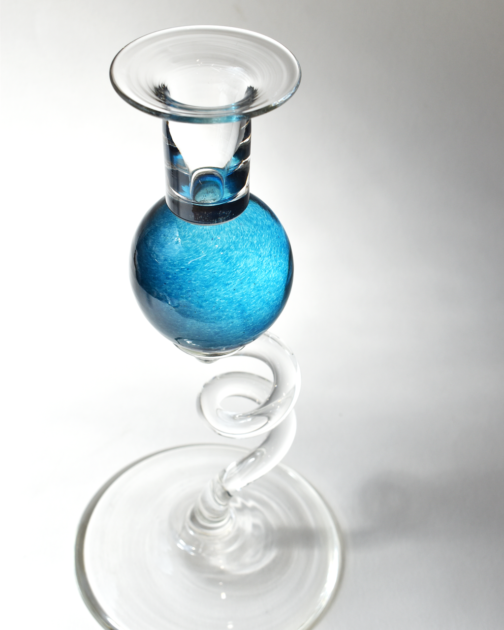 Aqua Blue 'Colourball' Blown Glass Candlestick