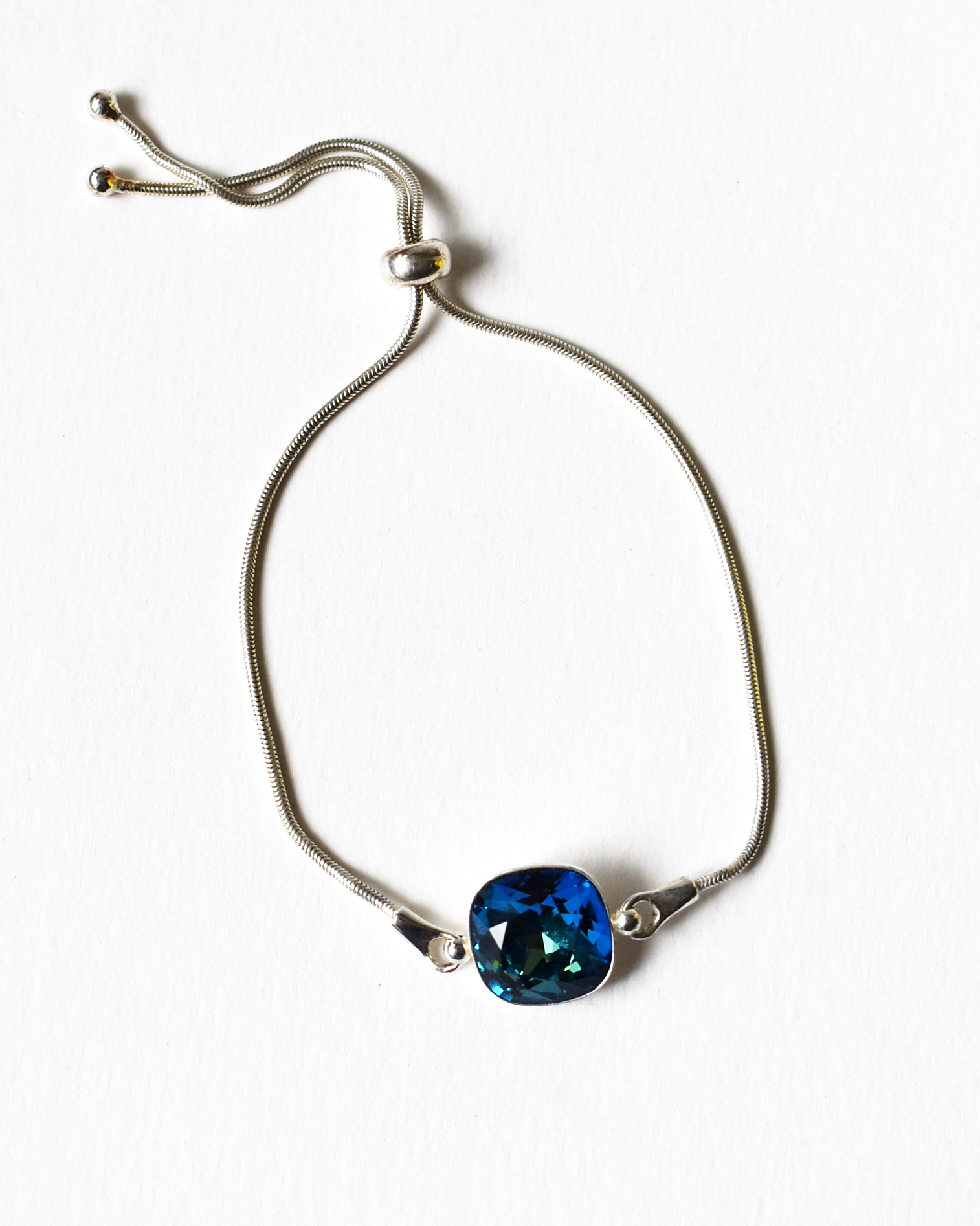 Adjustable Shimmering Blue Crystal Bracelet