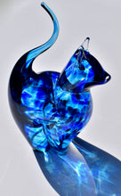 Load image into Gallery viewer, Blue Streaky Glass Cat
