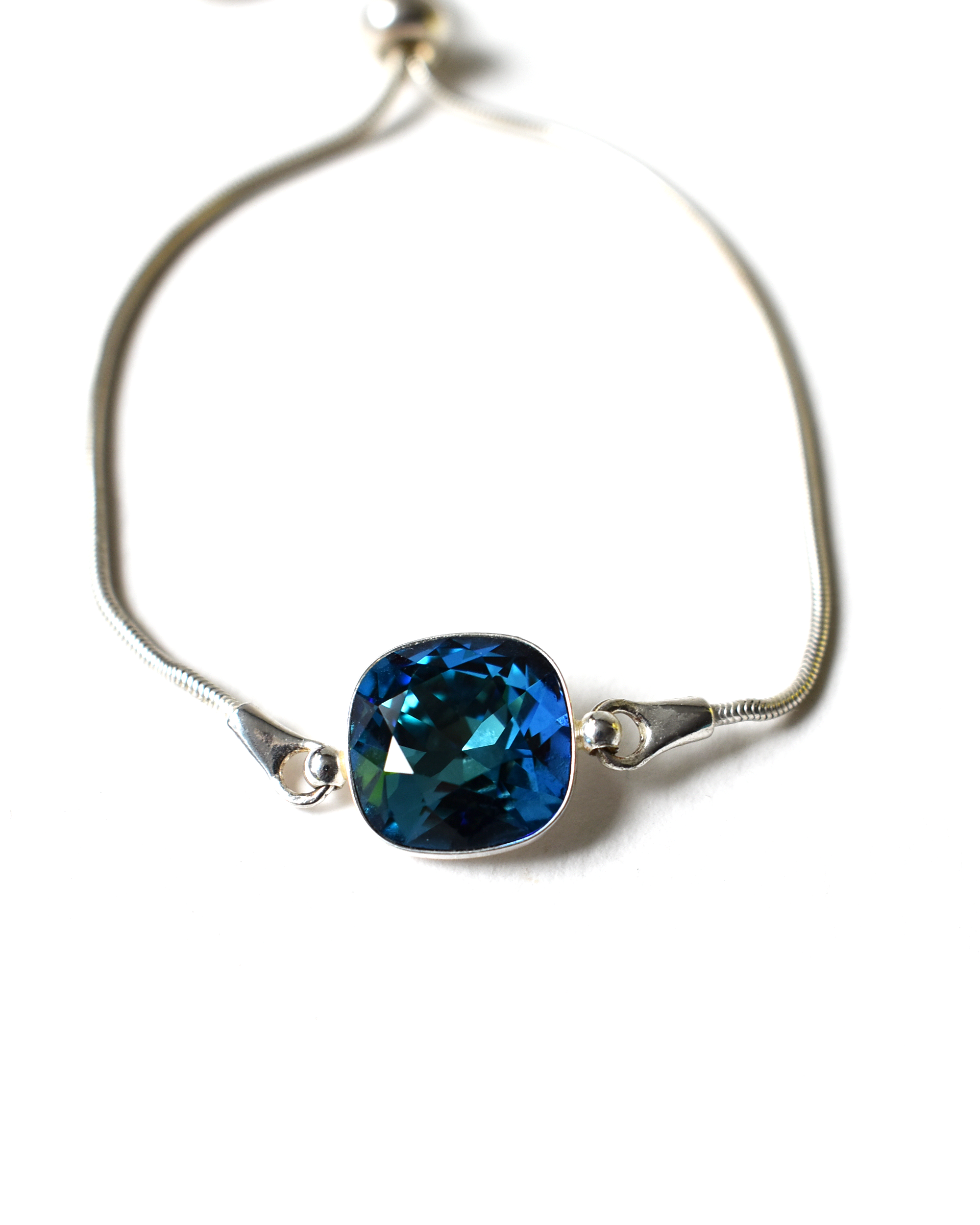 Adjustable Shimmering Blue Crystal Bracelet