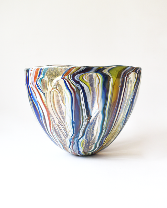 Gold Coral Mouthblown Glass Bowl