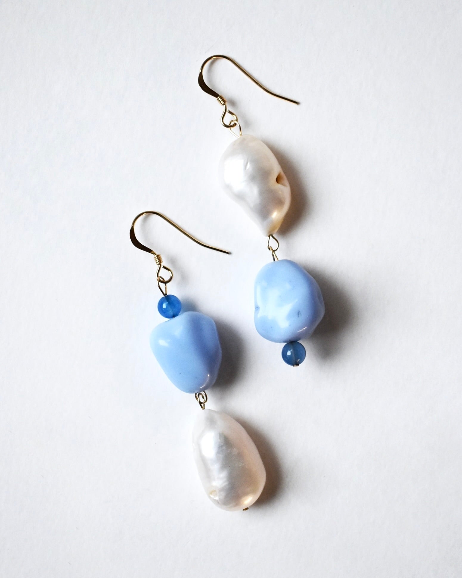 Freshwater Pearl Pale Blue Pebble Earrings