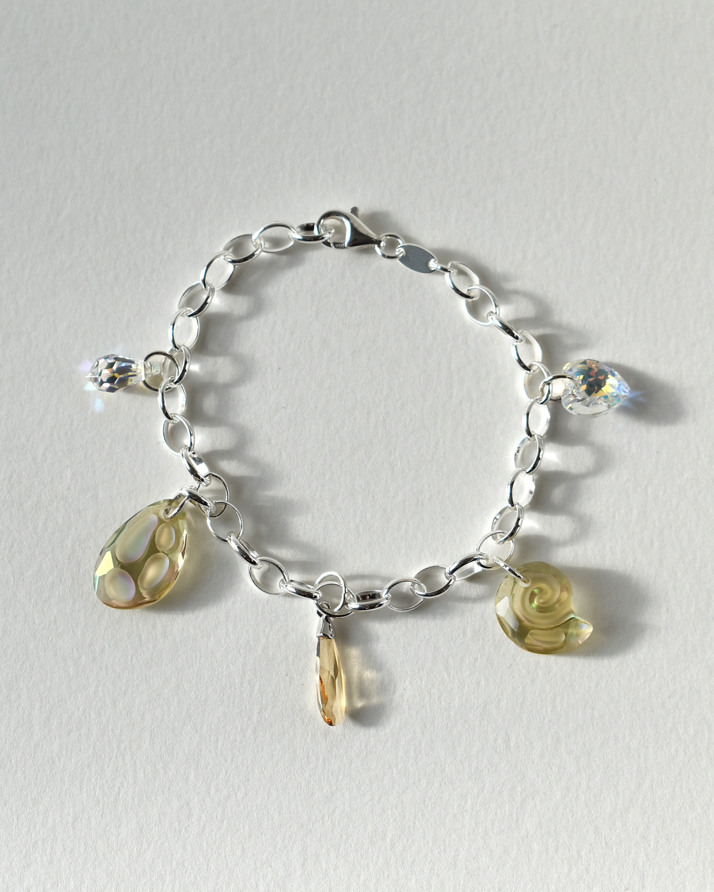 Champagne Tones Crystal Charm Bracelet