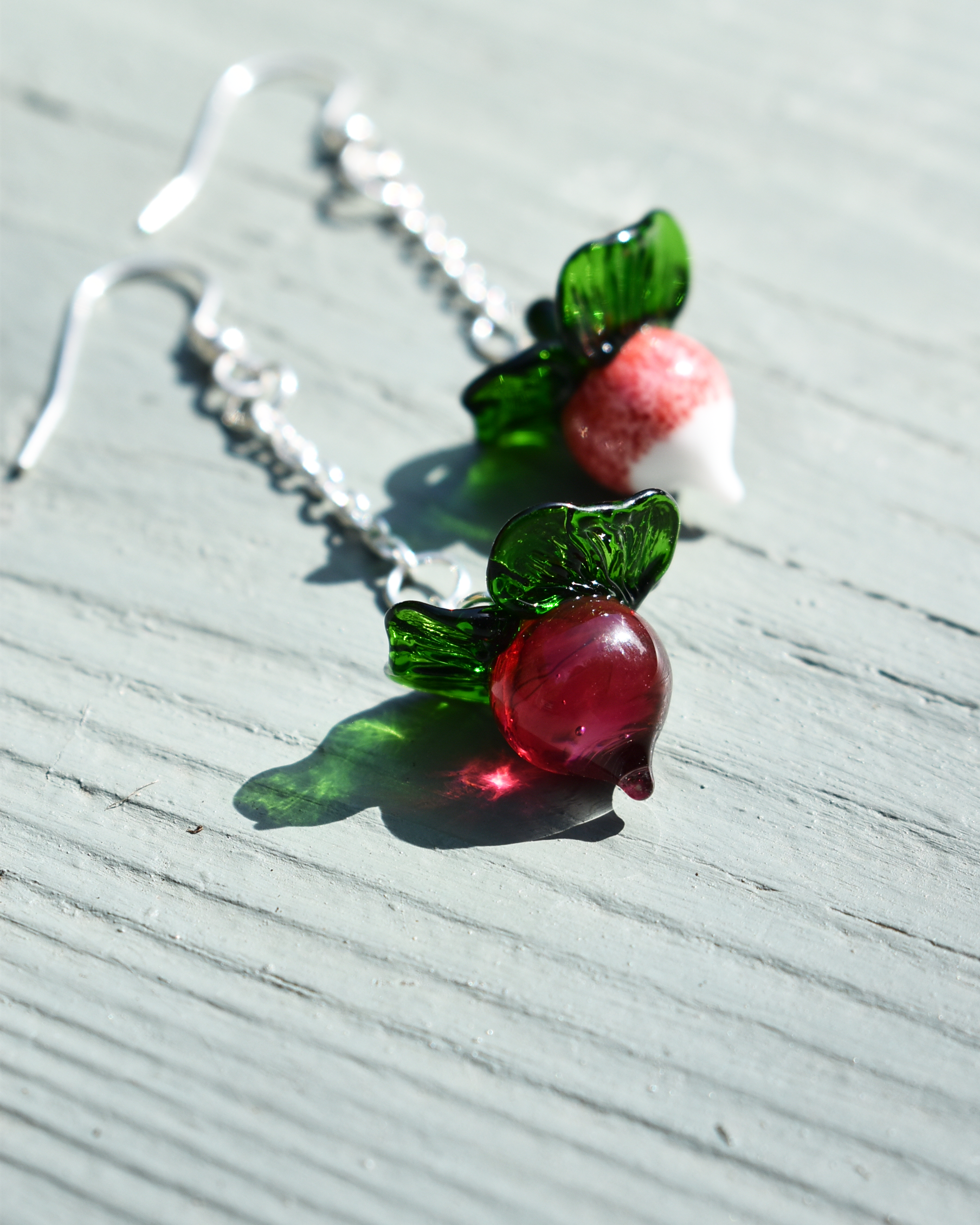 'Garden Radishes' Glass Drop Earrings