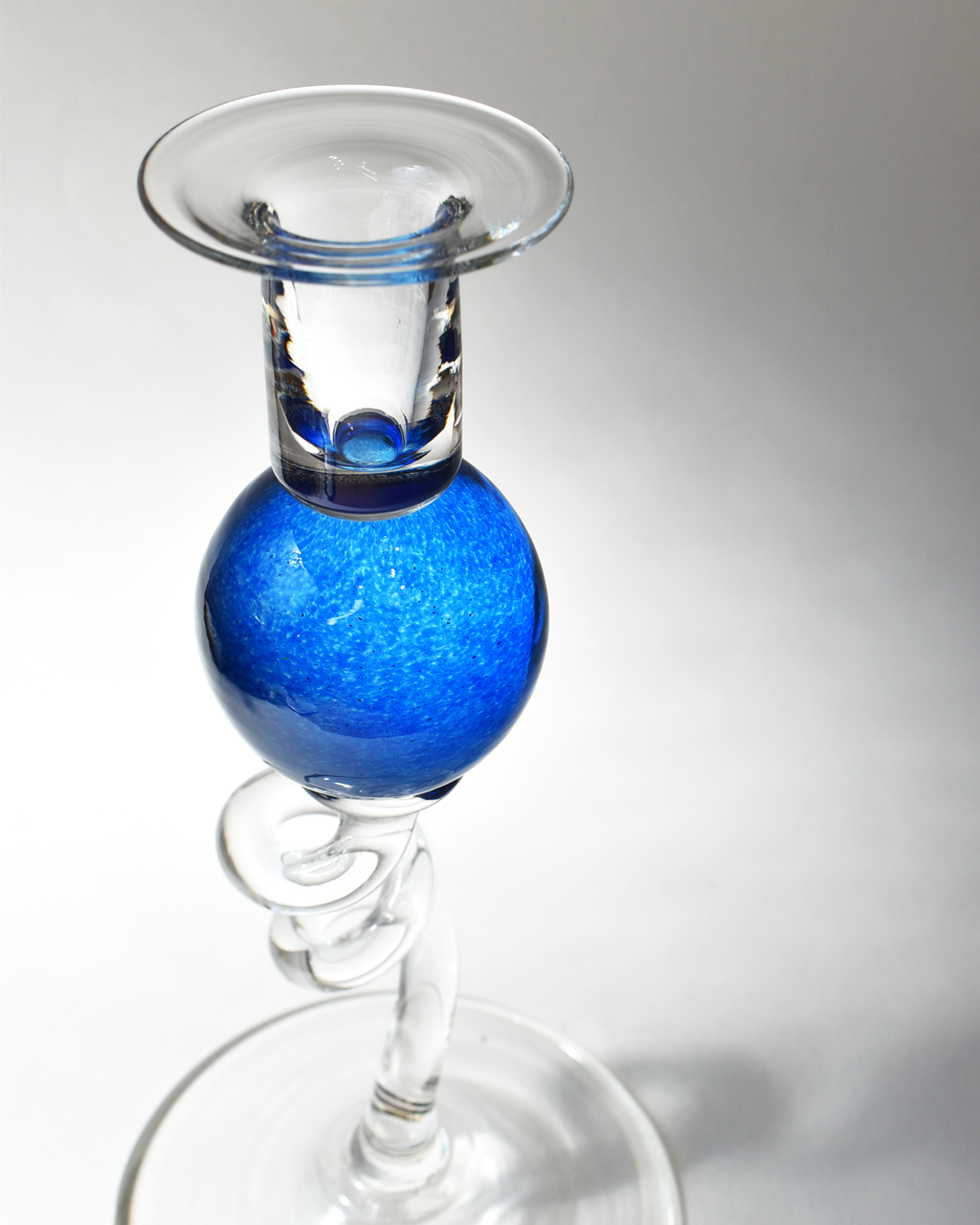 Royal Blue 'Colourball' Blown Glass Candlestick