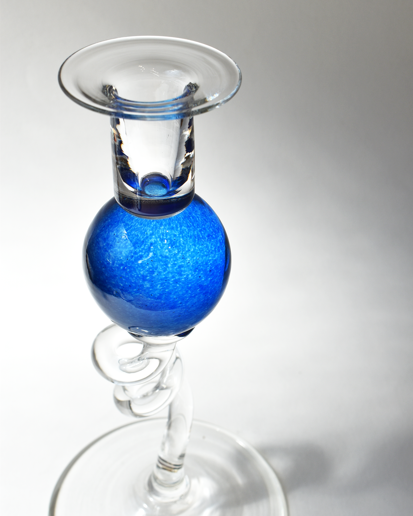 Royal Blue 'Colourball' Blown Glass Candlestick