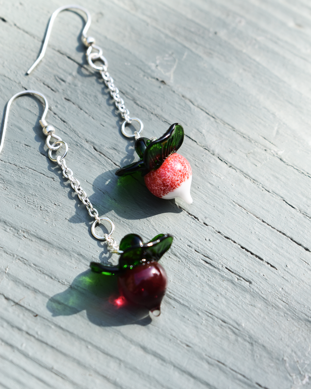 'Garden Radishes' Glass Drop Earrings